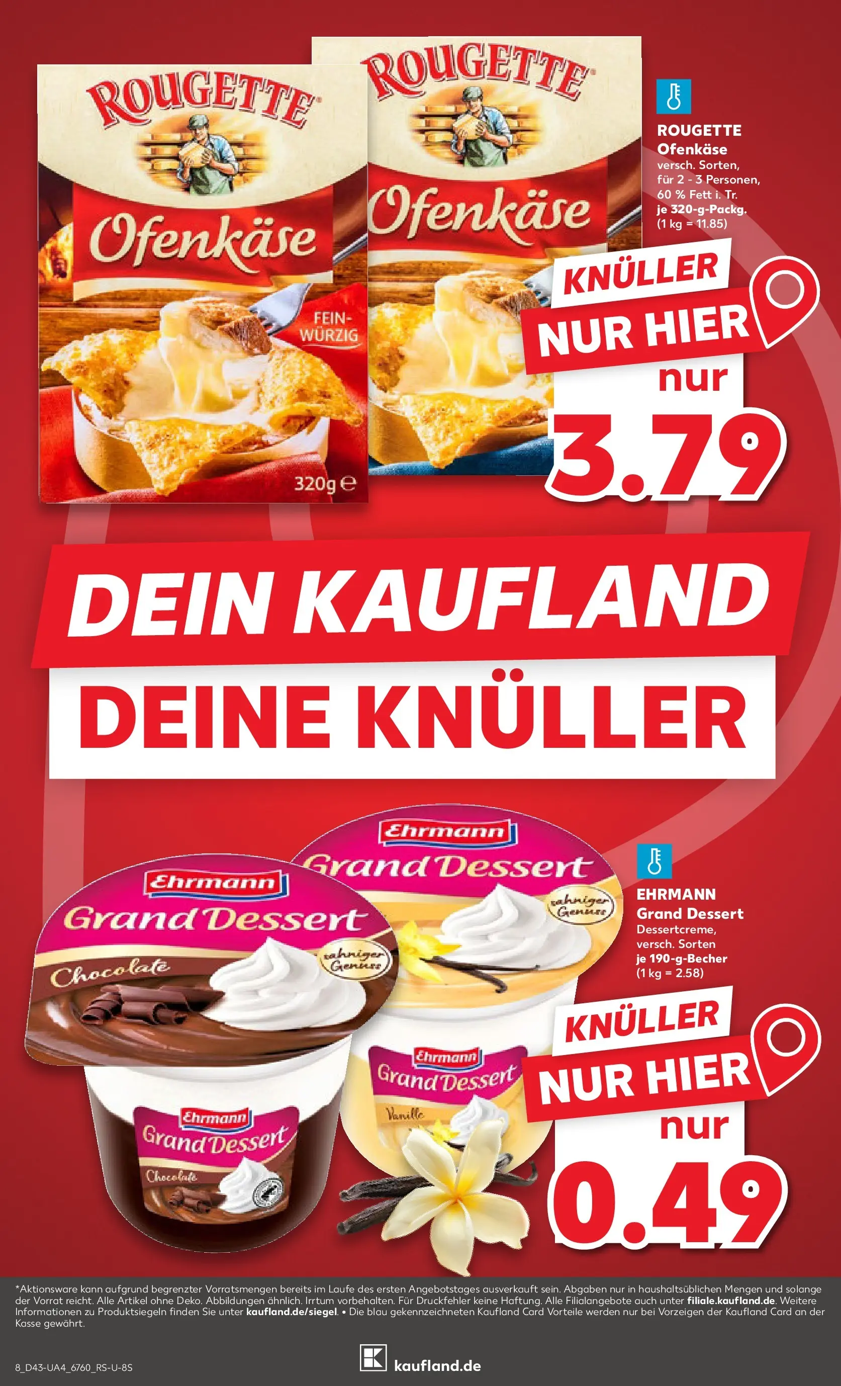 Prospekt Kaufland ab 23.10.2025 » Angebote und Werbung Online | Seite: 8 | Produkte: Ehrmann grand dessert, Rougette ofenkase Prospekt Kaufland ab 23.10.2025 » Angebote Online zum Blättern | Seite: 8 | Produkte: Ehrmann grand dessert, Rougette ofenkase
