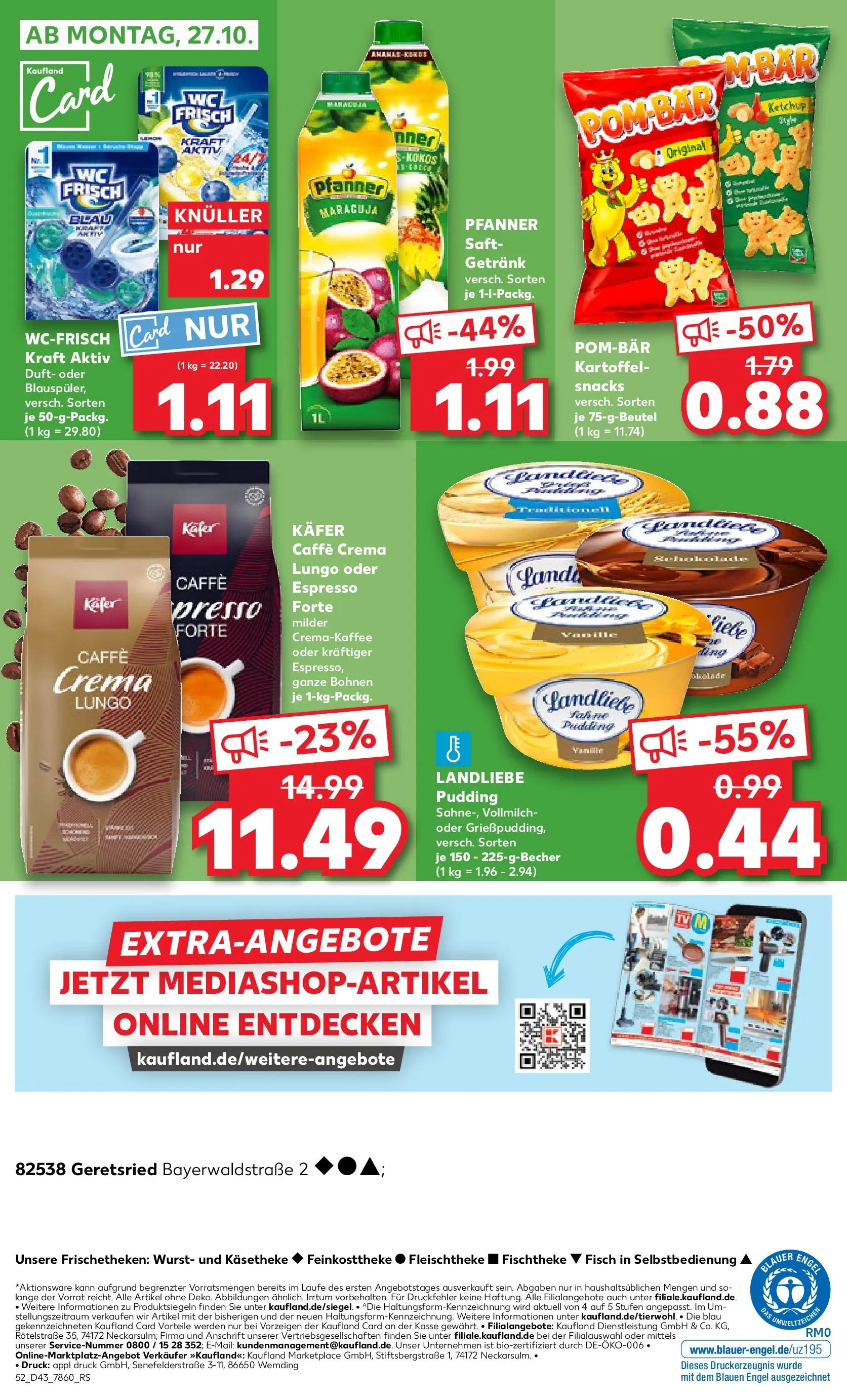 Prospekt Kaufland ab 23.10.2025 » Angebote Online zum Blättern | Seite: 52 | Produkte: Duft, Pudding, POM-BÄR, Ketchup