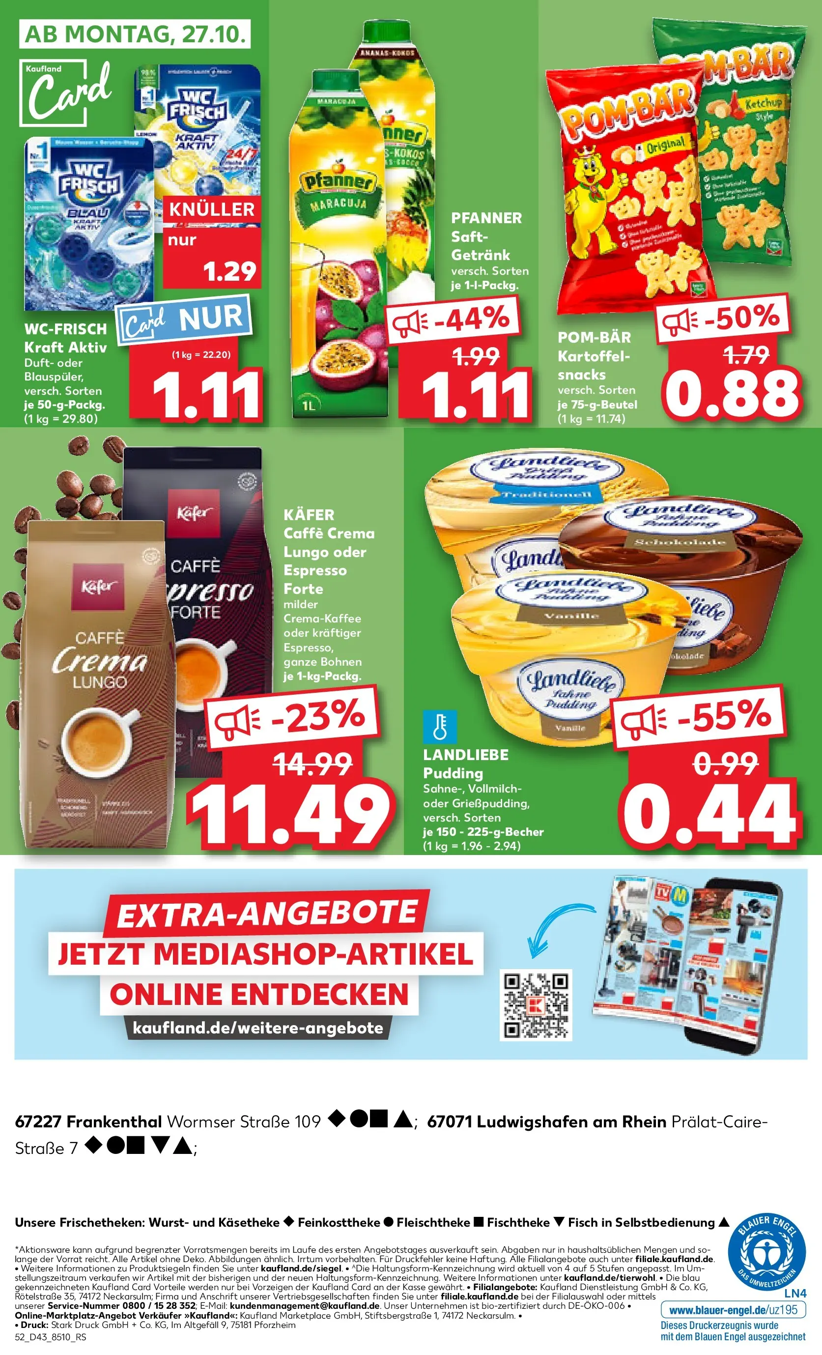 Prospekt Kaufland ab 23.10.2025 » Angebote Online zum Blättern | Seite: 52 | Produkte: Duft, Pudding, Wc frisch, Saft