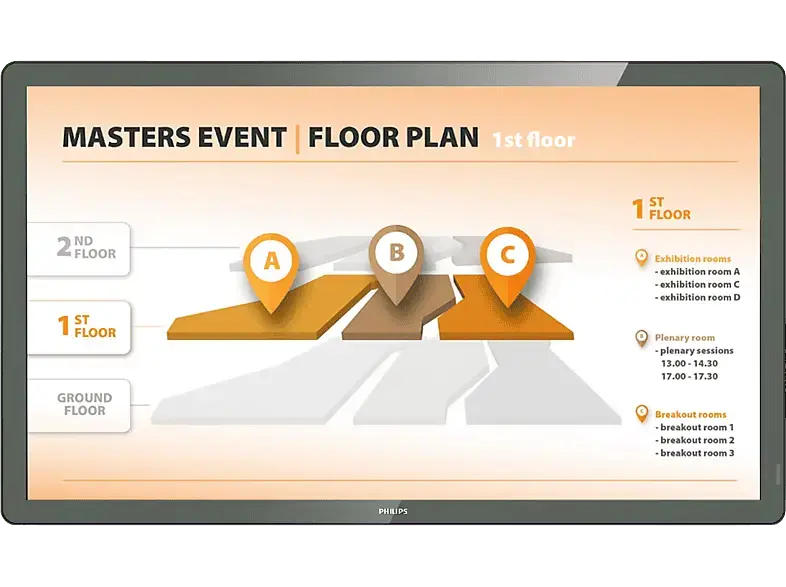 PHILIPS 32BDL3651T/00 32 Zoll Full-HD-Display for Business, Full-HD, 6,5 ms Reaktionszeit, 350 cd/m², 60 Hz, Schwarz