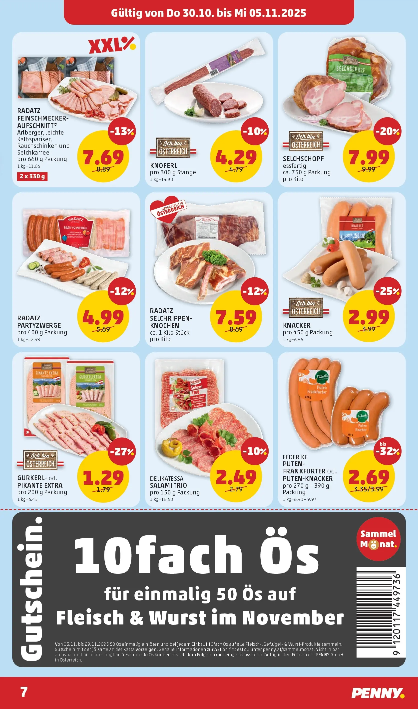 Penny Markt - PENNY: Die ganze Woche sparen. ab (29.10.2025) - Angebote, Prospekt | Seite: 7 | Produkte: Wurst, Salami