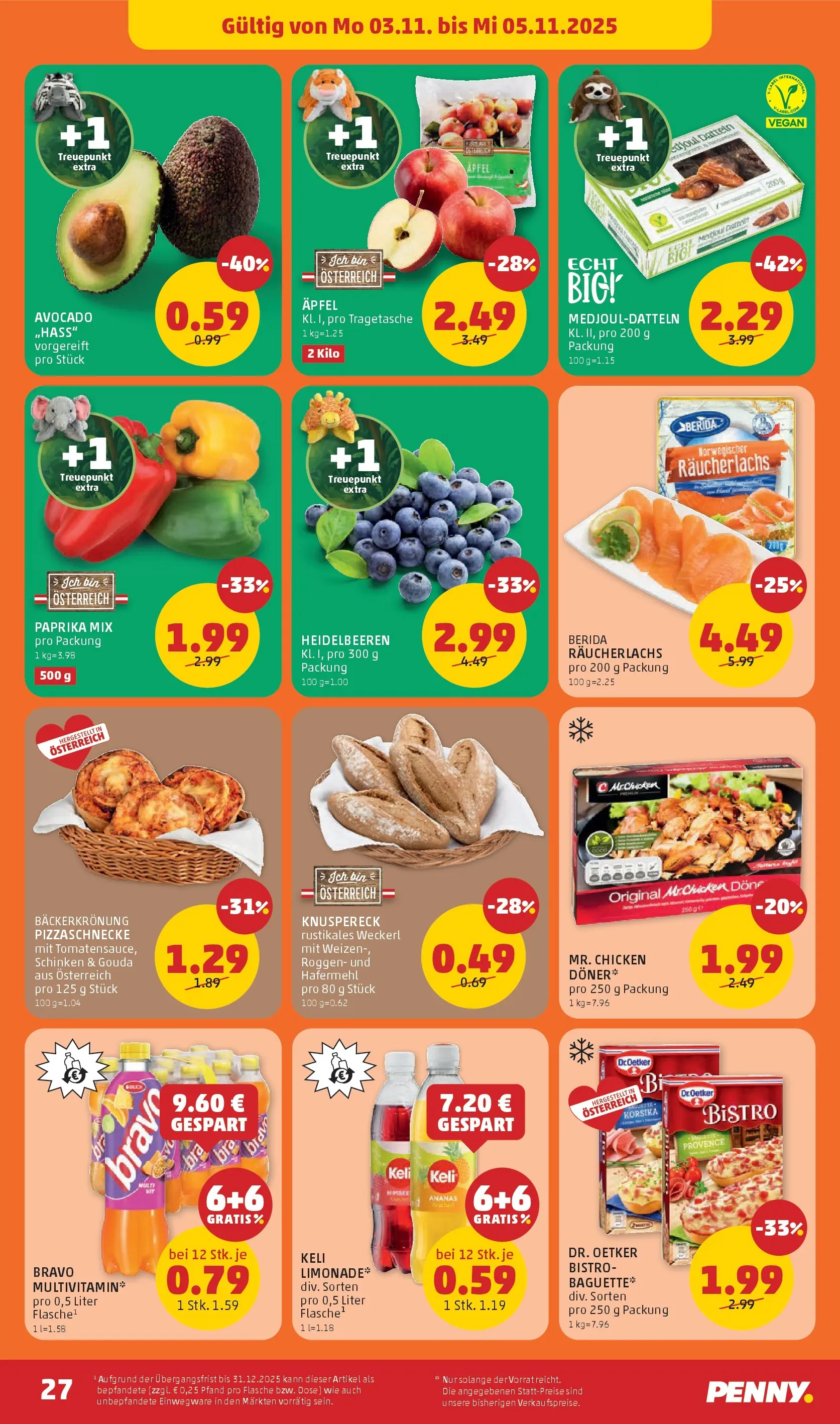 Penny Markt - PENNY: Die ganze Woche sparen. ab (29.10.2025) - Angebote, Prospekt | Seite: 27 | Produkte: Avocado, Schinken, Äpfel, Ananas