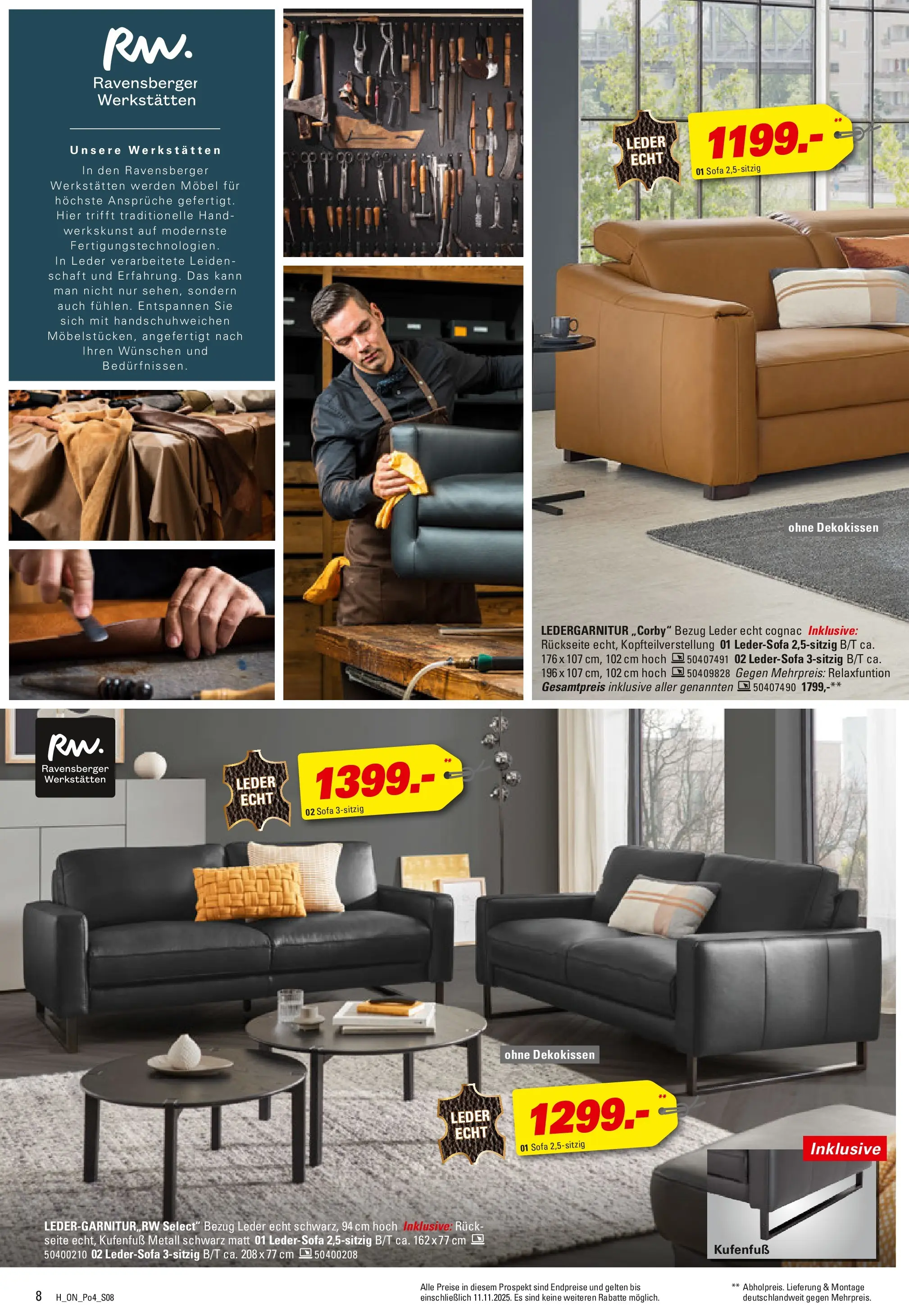 Höffner - Höffner: Möbelangebote (ab 21.10.2025) zum Blättern | Seite: 8 | Produkte: Ledersofa, Sofa