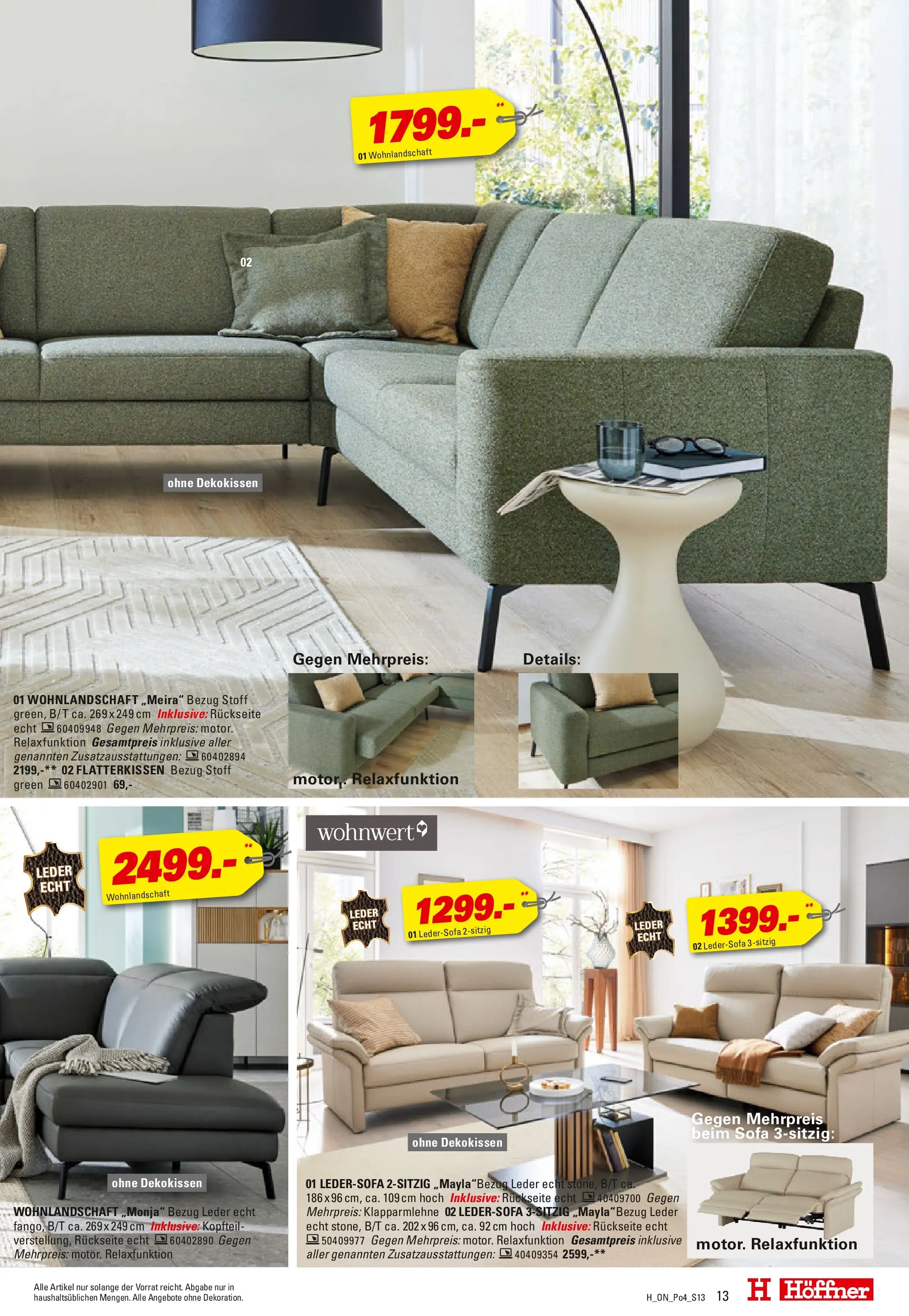 Höffner - Höffner: Möbelangebote (ab 21.10.2025) zum Blättern | Seite: 13 | Produkte: Wohnlandschaft, Ledersofa, Sofa