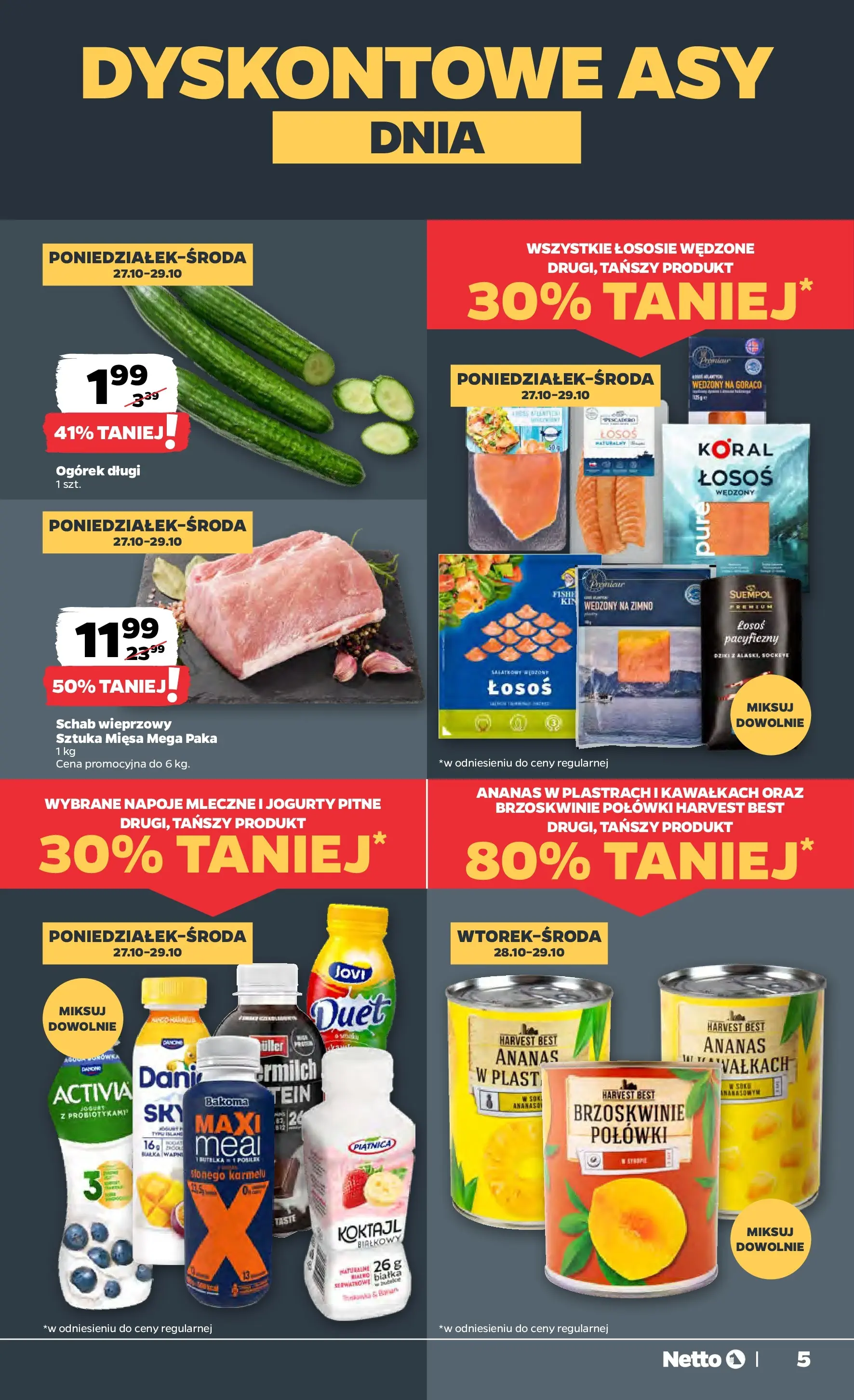 Netto - NETTO T44A ważne do 31.10 od 26.10.2025 - Aktualne promocje | Strona: 5 | Produkty: Nutella, Łosoś, Ananas, Brzoskwinie