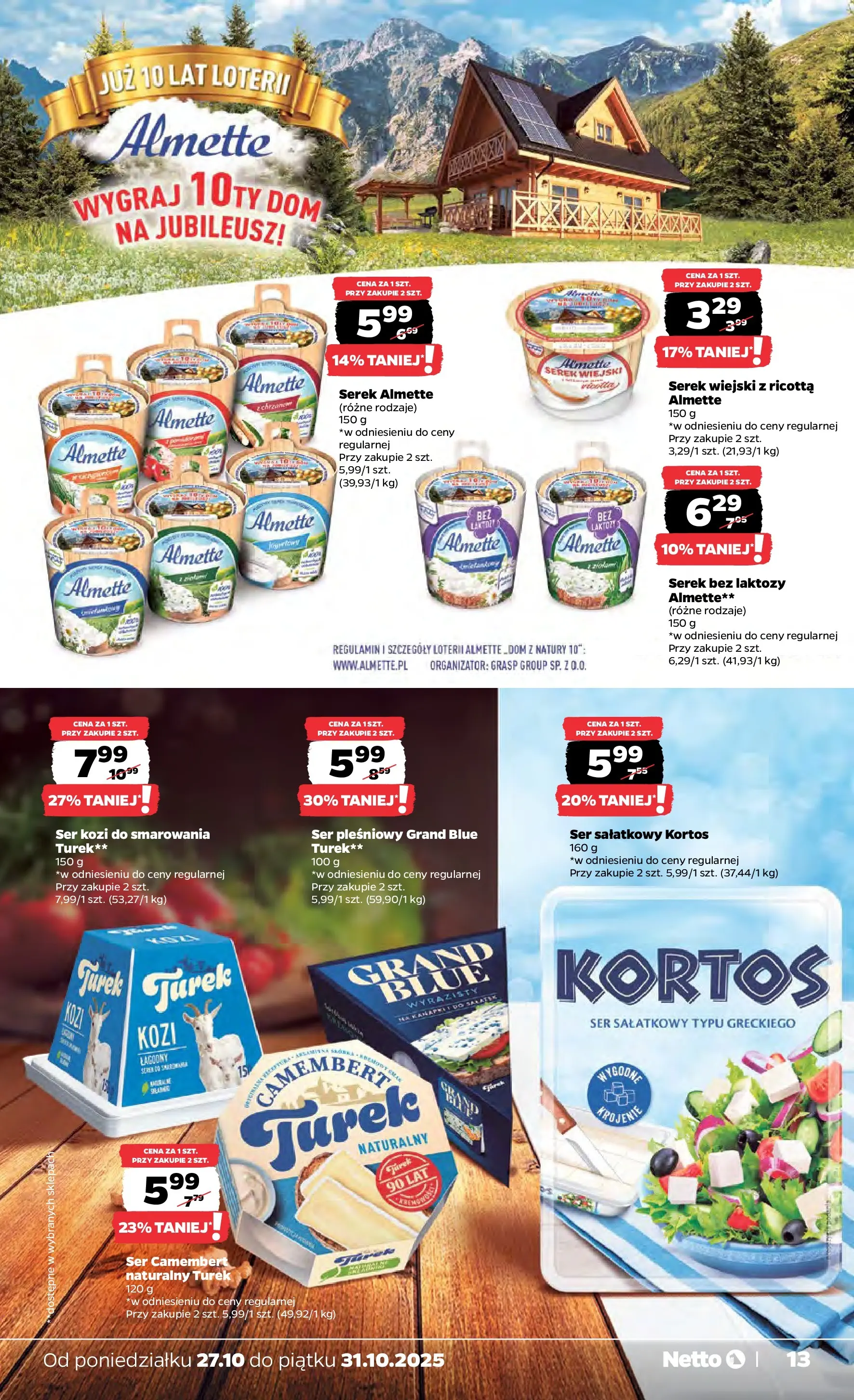 Netto - NETTO T44A ważne do 31.10 od 26.10.2025 - Aktualne promocje | Strona: 13 | Produkty: Bez laktozy, Serek, Camembert, Ricotta