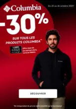 Offre réservée aux porteurs de la carte fidélité : du 20 au 26 octobre 2025, profitez de -30% sur tous les articles Columbia non remisés