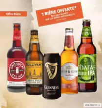 Découvrez notre offre exclusive sur les bières : pour 20€ de bières achetées, recevez une bière offerte !
