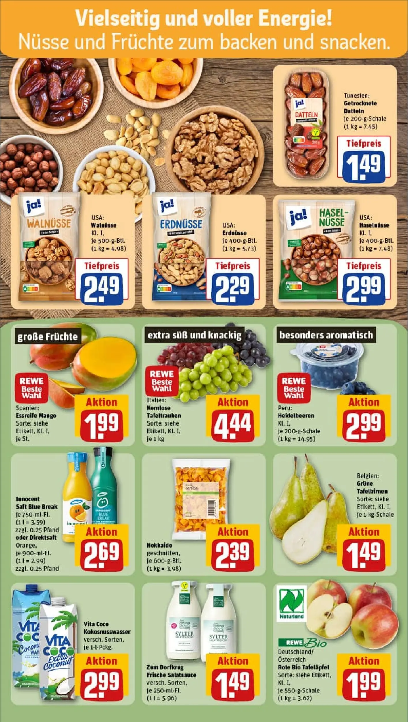 REWE Prospekt ab 26.10.2025 zum Blättern » Angebote | Seite: 8 | Produkte: Erdnüsse, Dressing, Mango, Nüsse