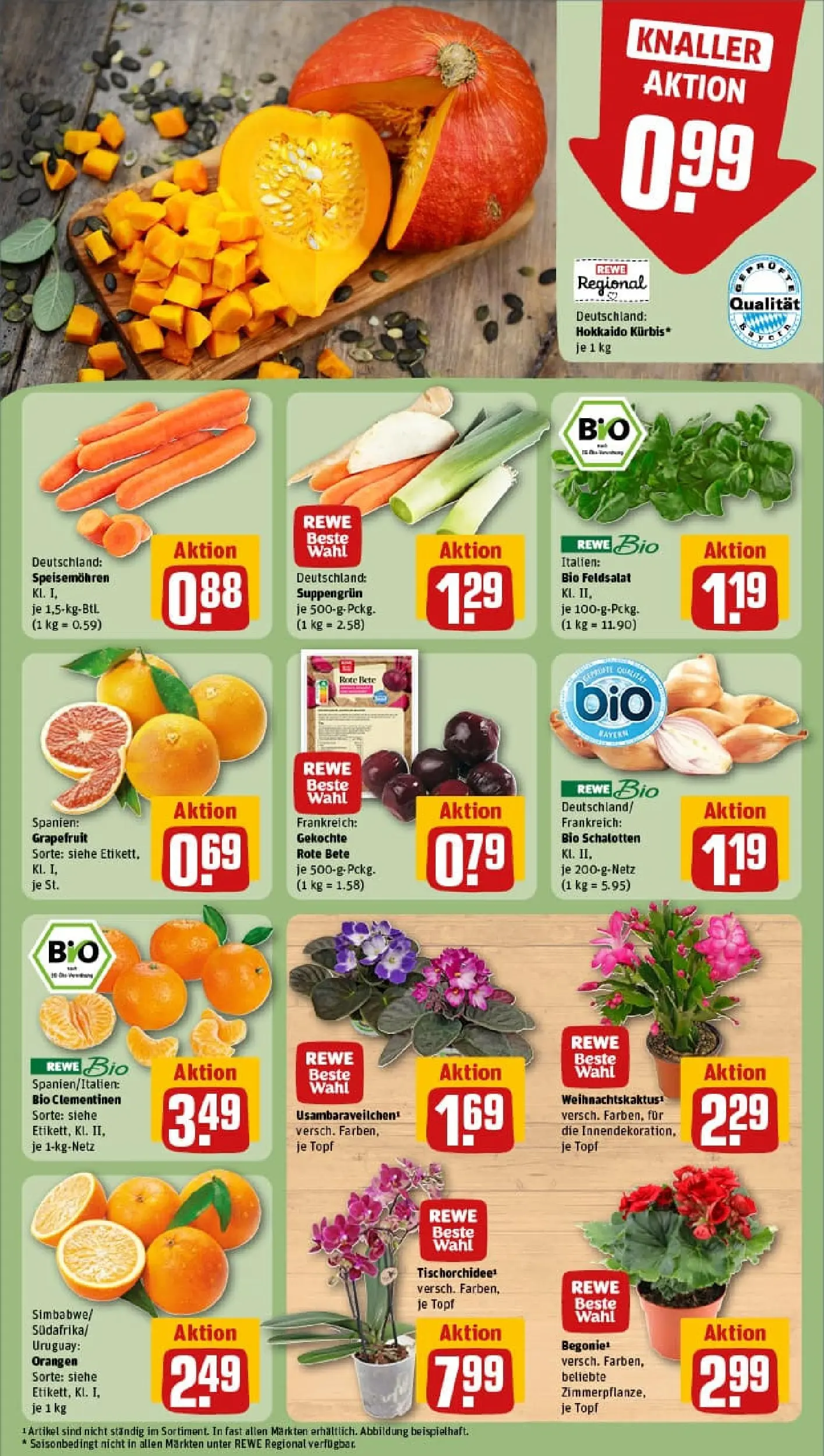 REWE Prospekt ab 26.10.2025 zum Blättern » Angebote | Seite: 9 | Produkte: Orangen, Grapefruit, Kürbis