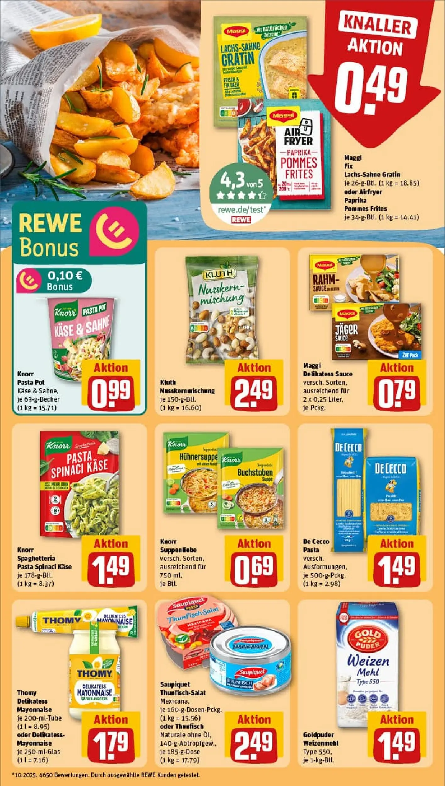 REWE Prospekt ab 26.10.2025 zum Blättern » Angebote | Seite: 22 | Produkte: Knorr, Pommes frites, Maggi fix, Sahne