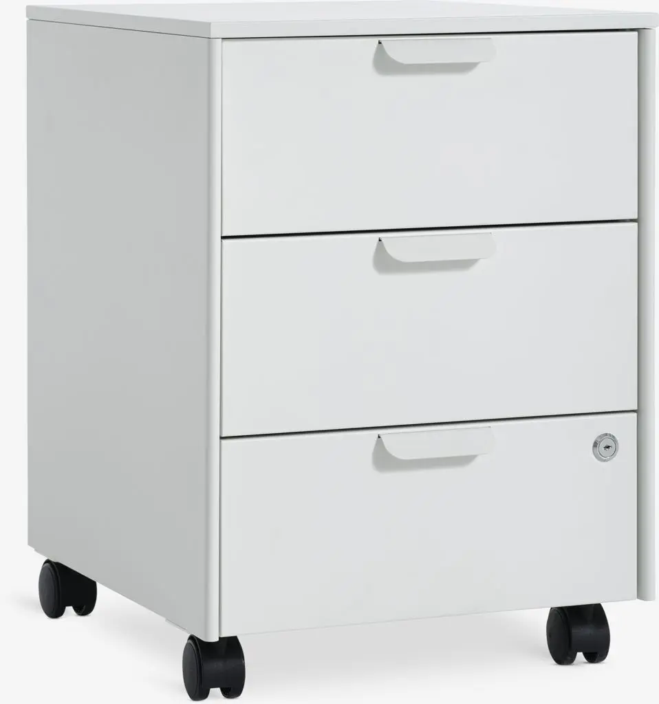 JYSK Comodă cu roți KLINTHOLM 3 sertare albă