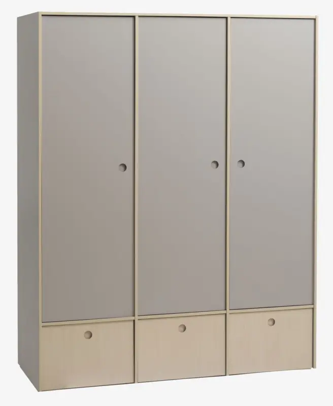 JYSK Гардероб ANNISSE 160x200 3 врати сив/натурал