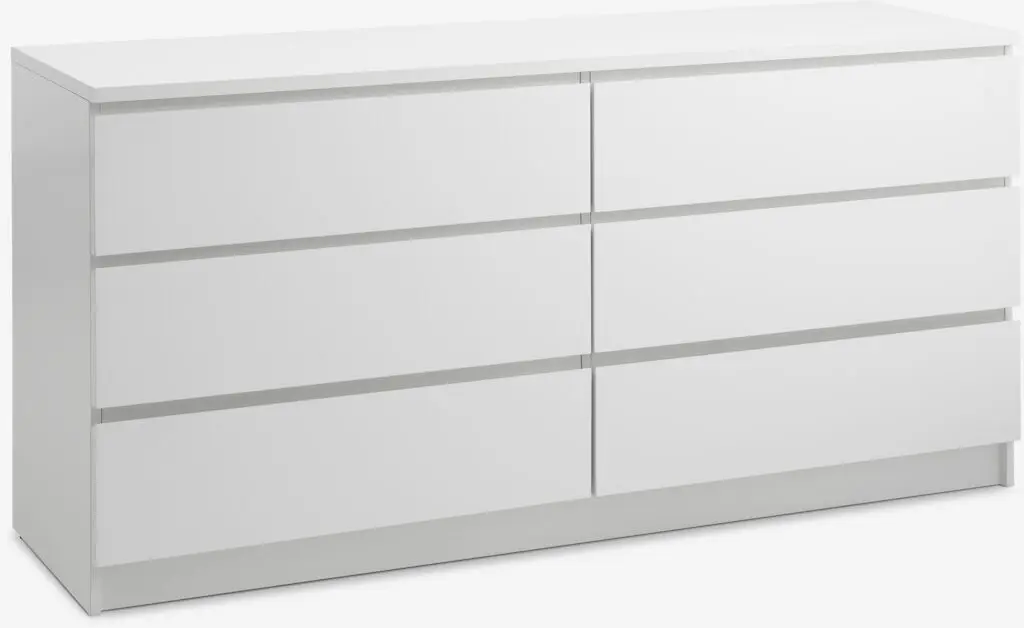 JYSK Comodă 3+3 sertare LIMFJORDEN albă