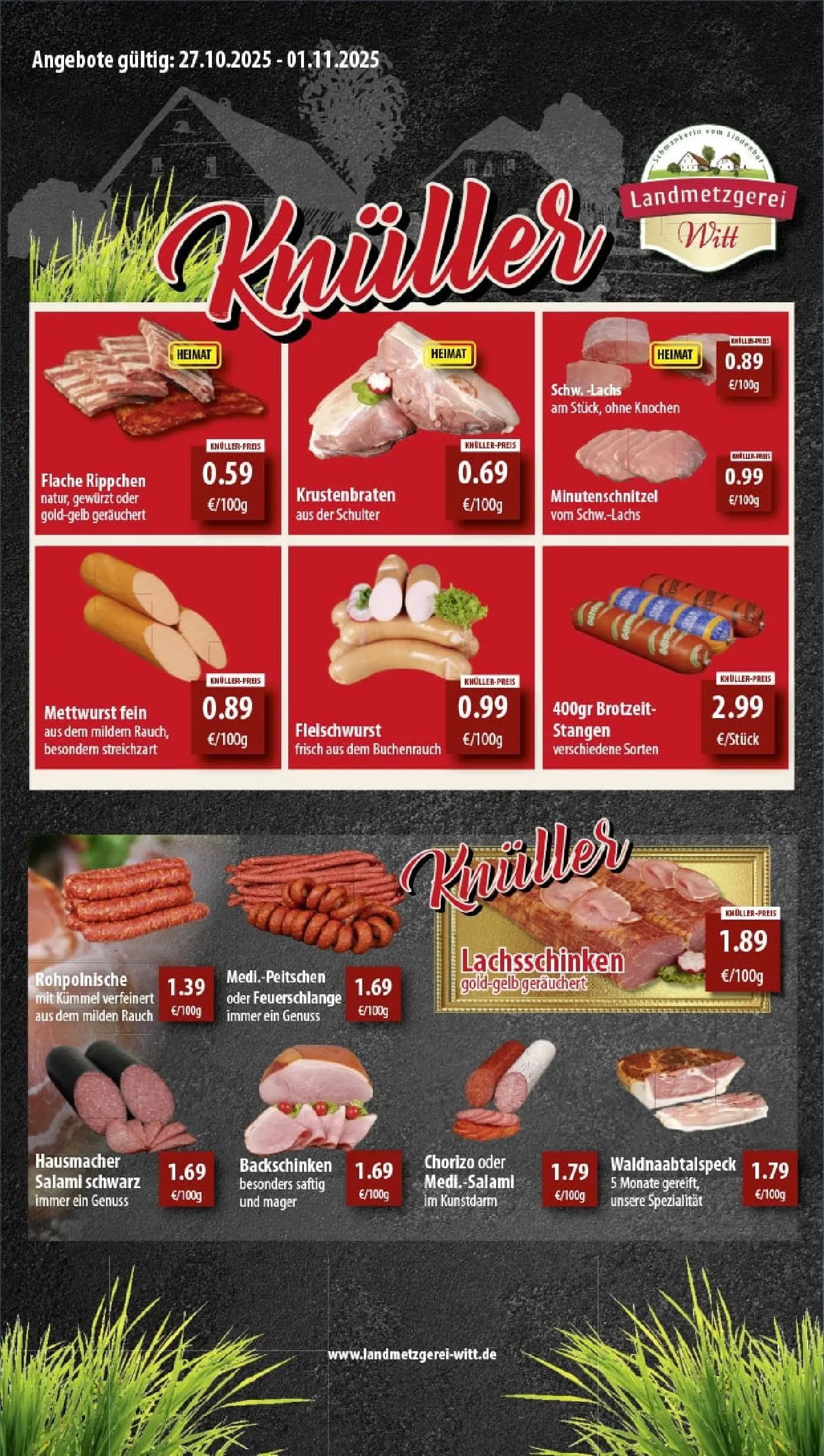 REWE Prospekt ab 26.10.2025 zum Blättern » Angebote | Seite: 10 | Produkte: Krustenbraten, Lachs, Salami