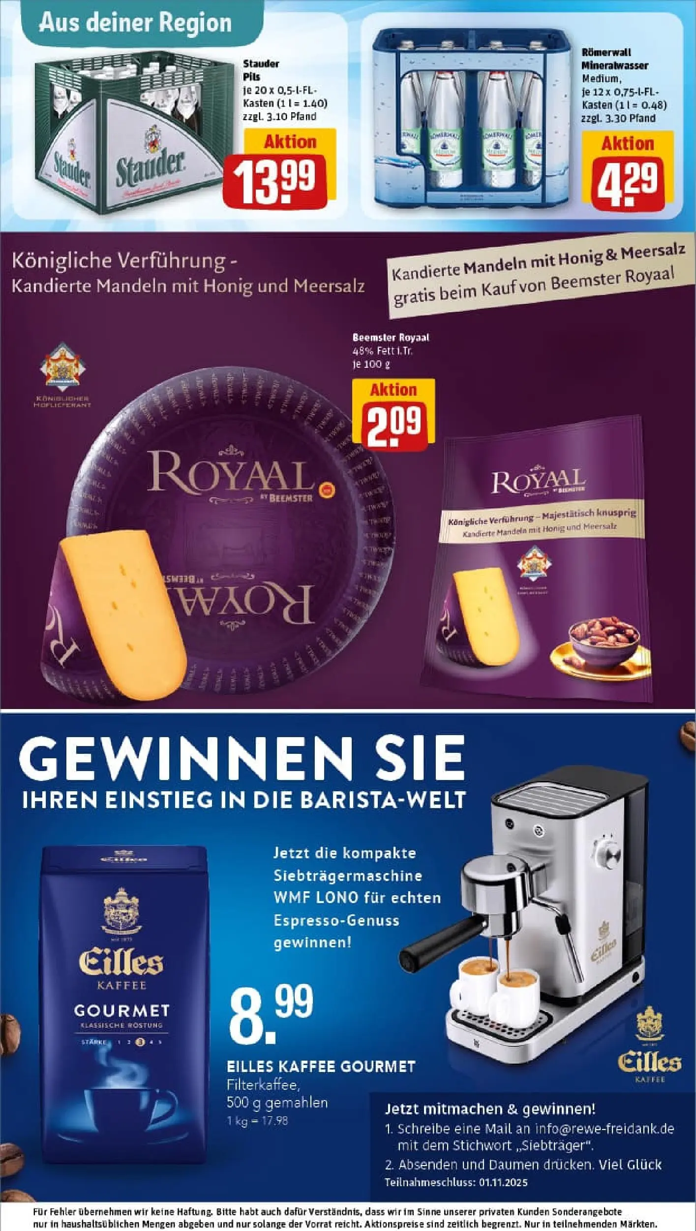 REWE Prospekt ab 26.10.2025 zum Blättern » Angebote | Seite: 35 | Produkte: Kaffee, Pils, Mandeln, Mineralwasser