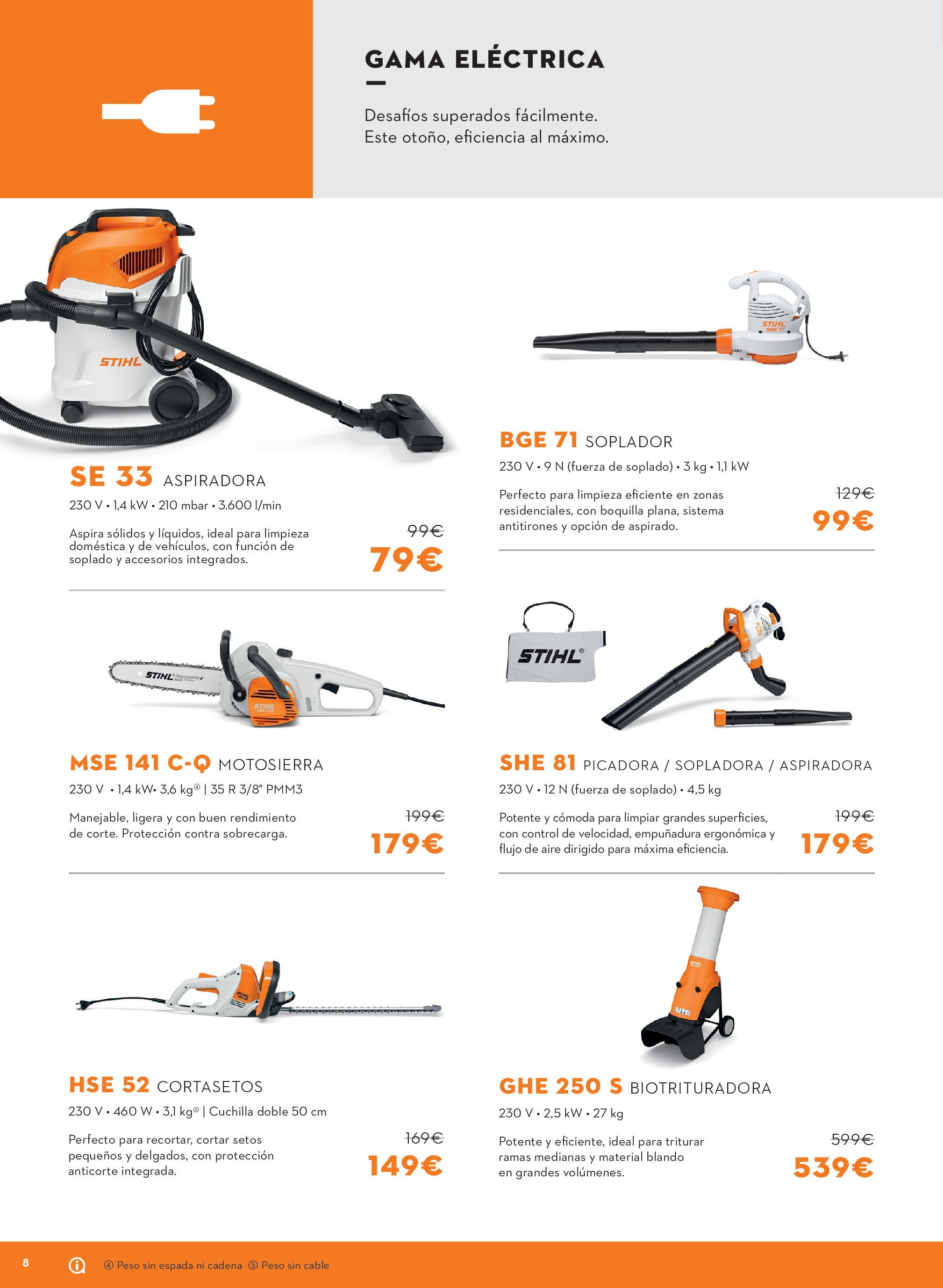 Ofertas cercanas - Consíguelo todo con batería 【Octubre】 | Página: 8 | Productos: Motosierra, Cortasetos, Peso, Aspiradora