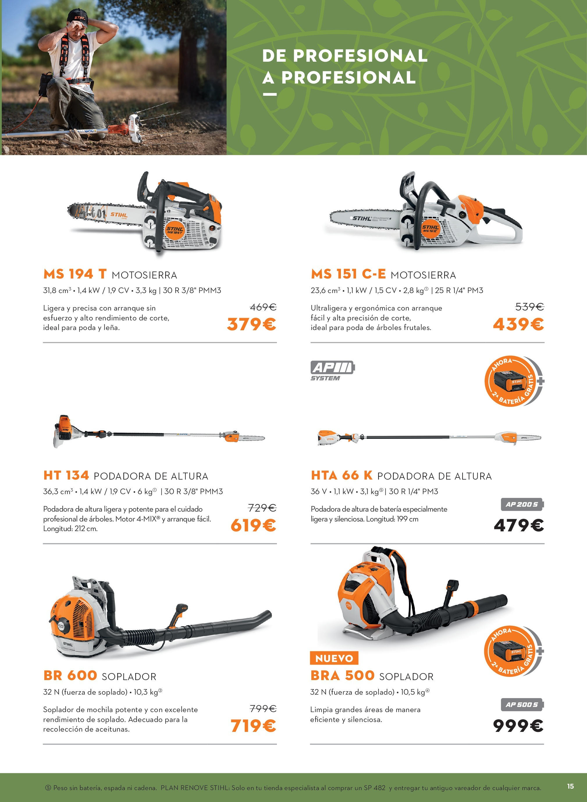 Ofertas cercanas - Consíguelo todo con batería 【Octubre】 | Página: 15 | Productos: Motosierra, Mochila, Peso, Batería