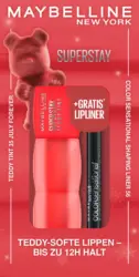 MAYBELLINE NEW YORK Lippenstift Super Stay Teddy Tint 35 July Forever & Gratis Lipliner Color Sensational 56 Almond Rose