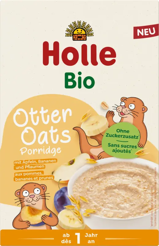 Holle Porridge Otter Oats mit Äpfeln, Bananen & Pflaumen, ab 1 Jahr