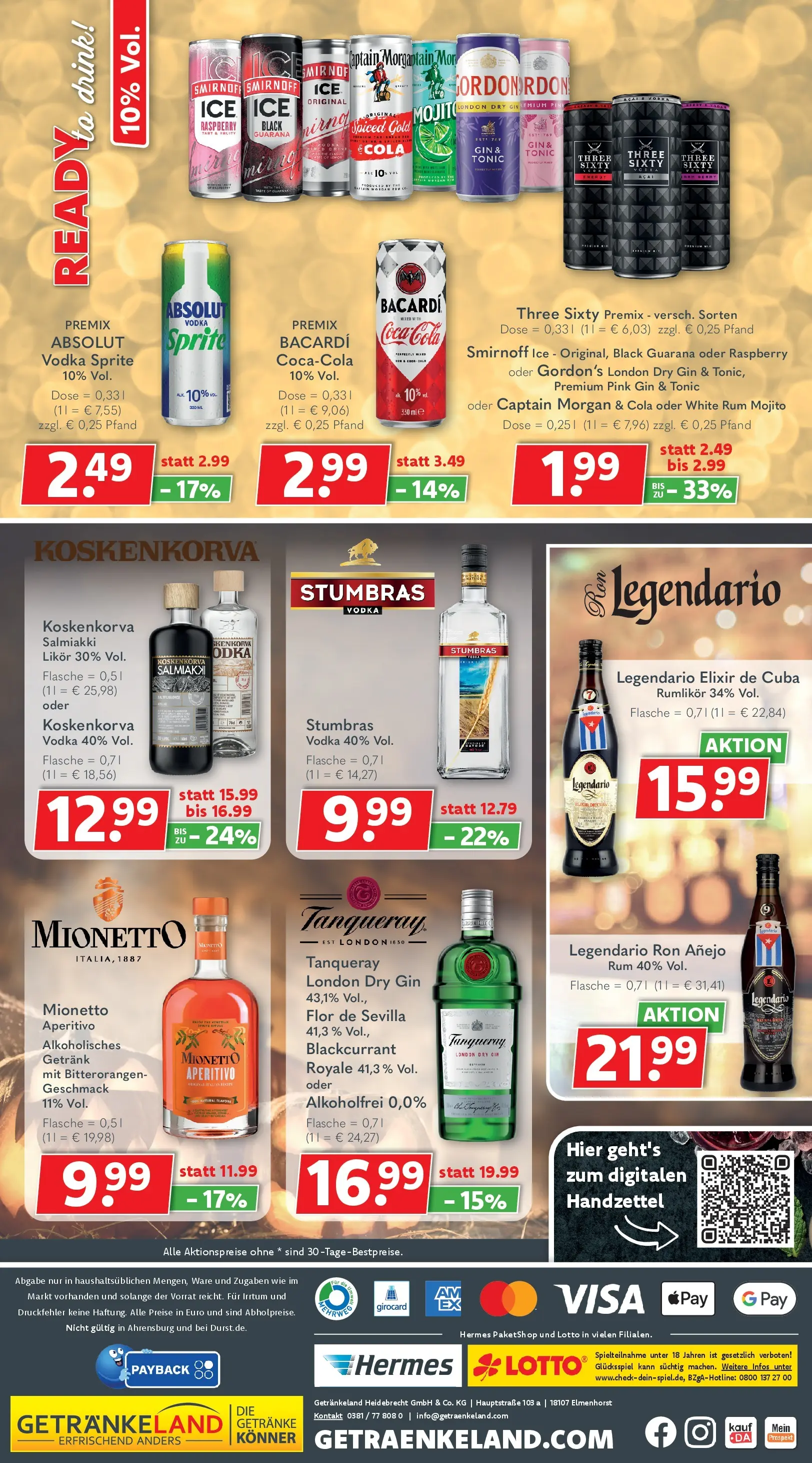 Getränkeland - Getränkeland: Getränkeangebote (ab 26.10.2025) zum Blättern | Seite: 6 | Produkte: Bacardi, Cola, Smirnoff, Gin