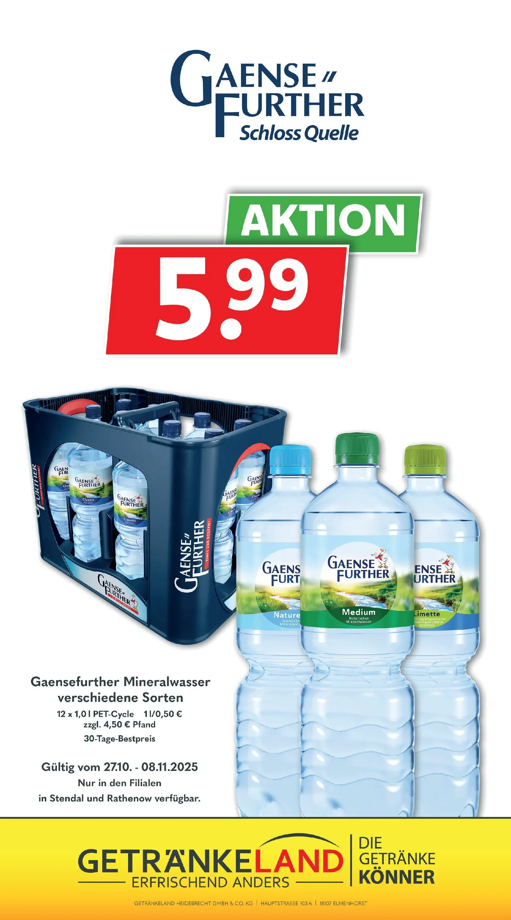 Getränkeland - Getränkeland: Getränkeangebote (ab 26.10.2025) zum Blättern | Seite: 9 | Produkte: Limetten, Mineralwasser, Limette