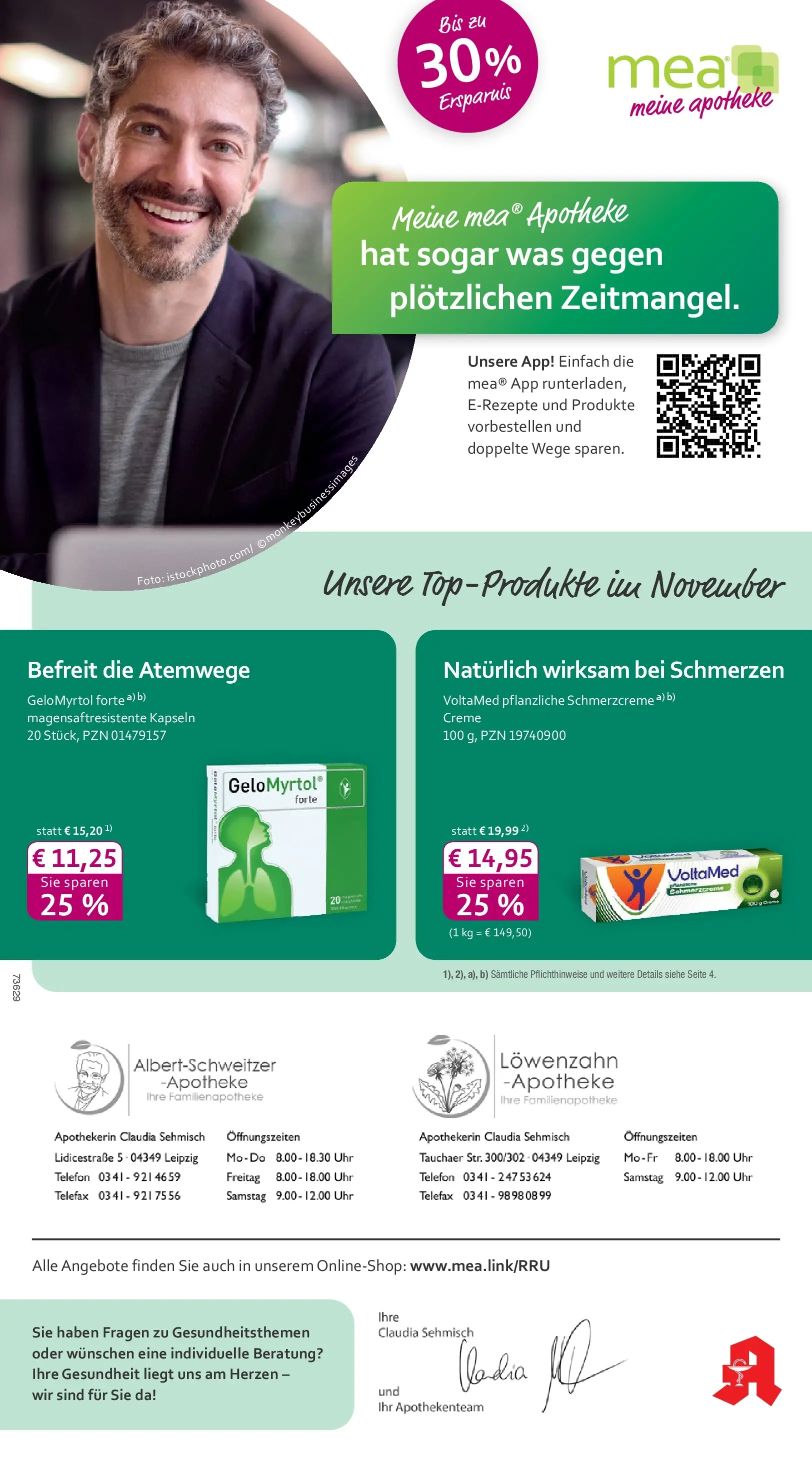 Entdecke - mea Apotheke: Top Angebote im November! (ab 31.10.2025) zum Blättern | Seite: 1 | Produkte: Creme, Telefon, Uhr