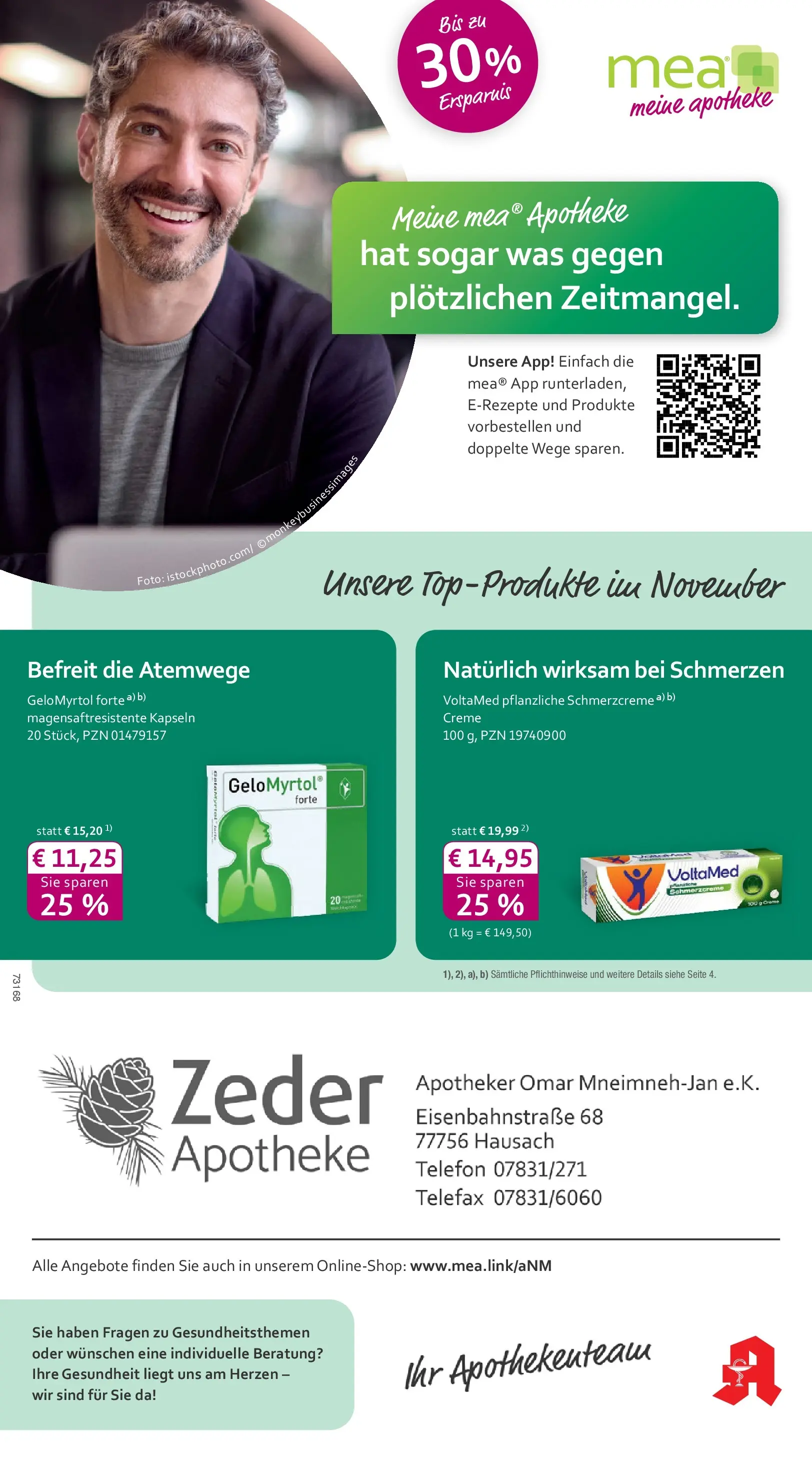 Entdecke - mea Apotheke: Top Angebote im November! (ab 31.10.2025) zum Blättern | Seite: 1 | Produkte: Creme, Telefon