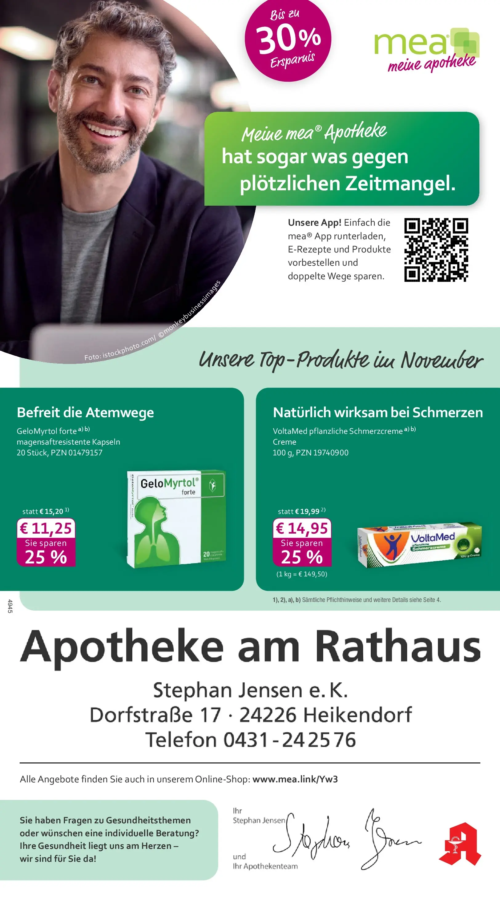 Entdecke - mea Apotheke: Top Angebote im November! (ab 31.10.2025) zum Blättern | Seite: 1 | Produkte: Creme, Telefon