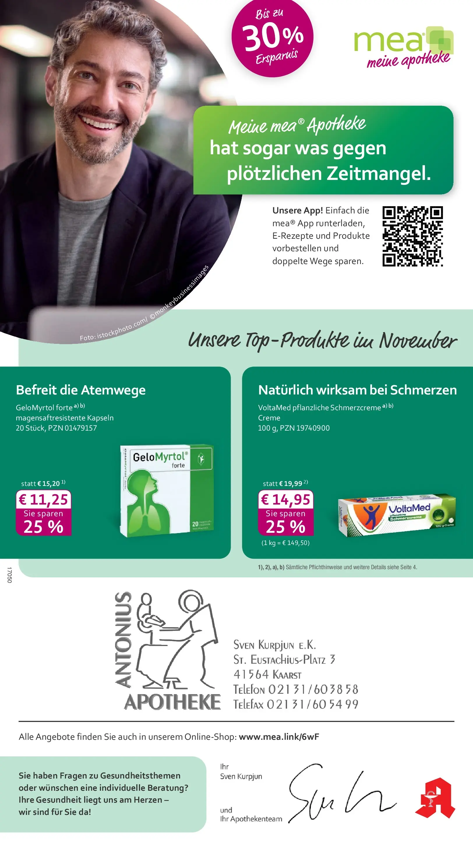 Entdecke - mea Apotheke: Top Angebote im November! (ab 31.10.2025) zum Blättern | Seite: 1 | Produkte: Creme, Telefon