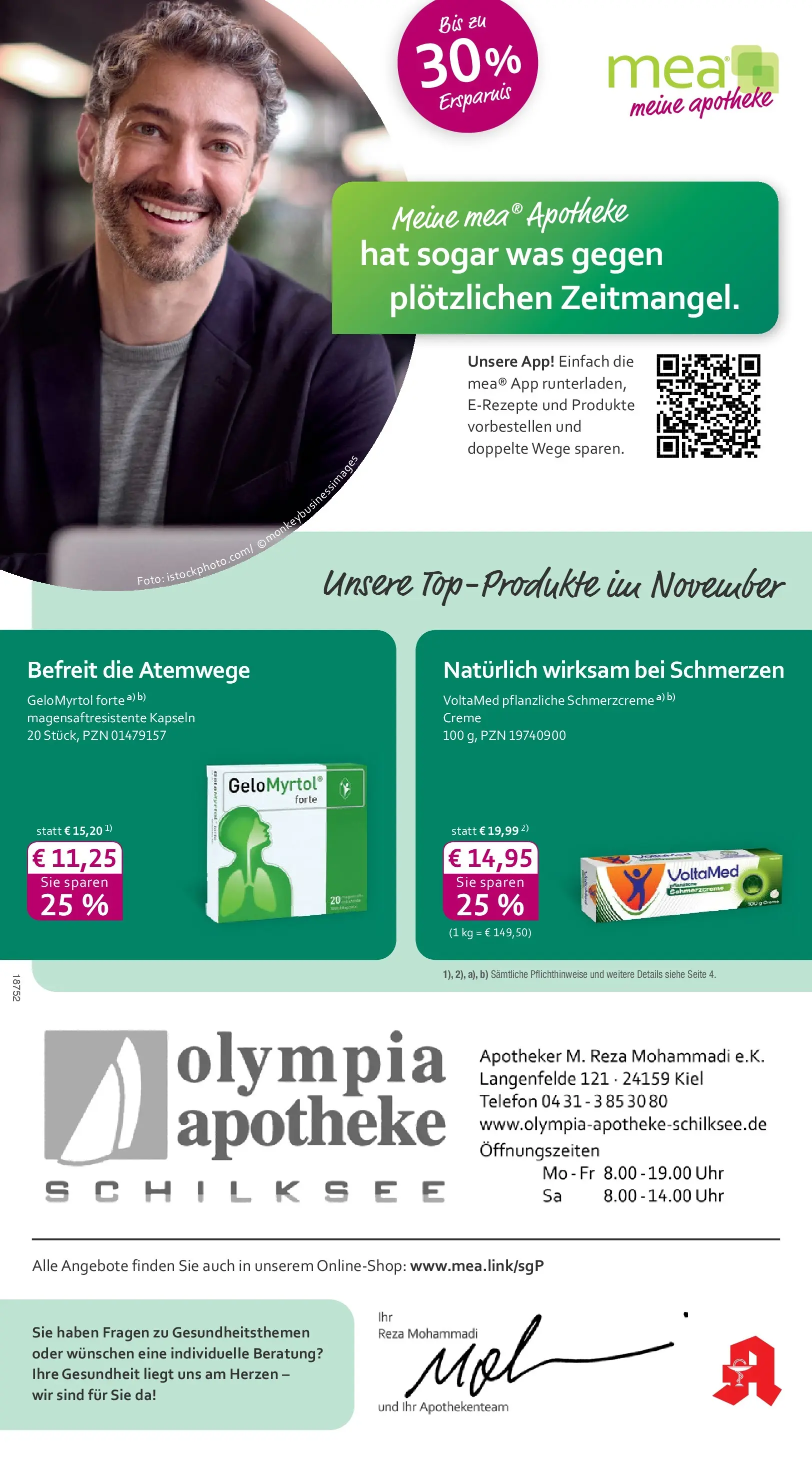 Entdecke - mea Apotheke: Top Angebote im November! (ab 31.10.2025) zum Blättern | Seite: 1 | Produkte: Creme, Telefon, Uhr