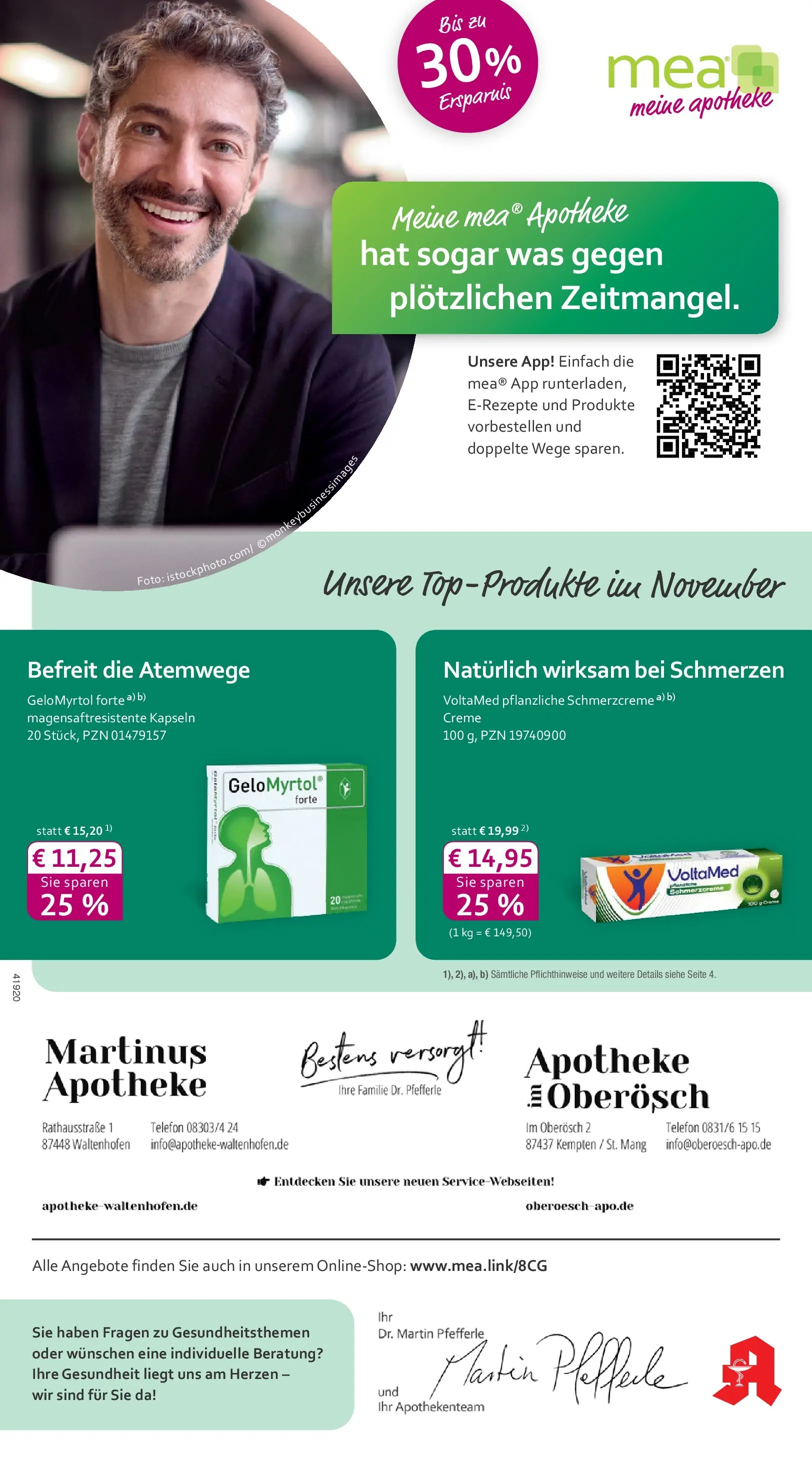 Entdecke - mea Apotheke: Top Angebote im November! (ab 31.10.2025) zum Blättern | Seite: 1 | Produkte: Creme, Telefon