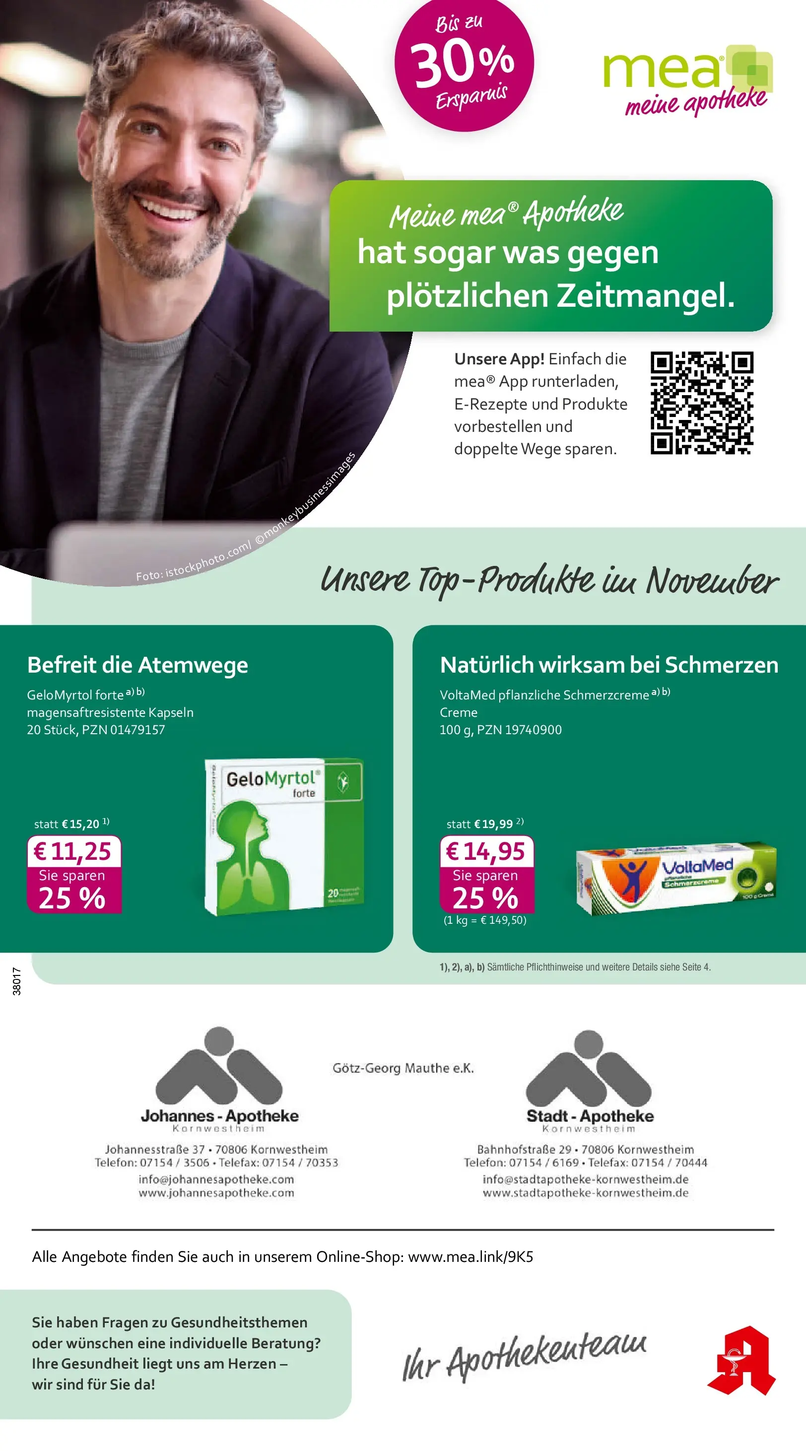 Entdecke - mea Apotheke: Top Angebote im November! (ab 31.10.2025) zum Blättern | Seite: 1 | Produkte: Creme, Telefon