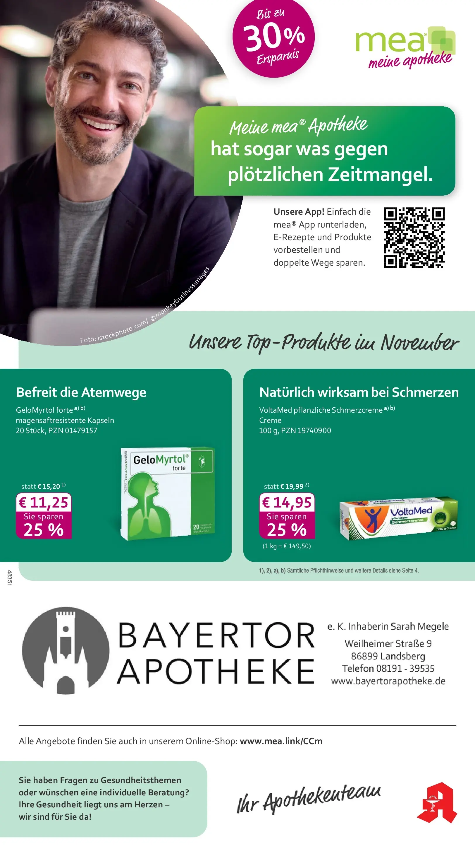 Entdecke - mea Apotheke: Top Angebote im November! (ab 31.10.2025) zum Blättern | Seite: 1 | Produkte: Creme, Telefon