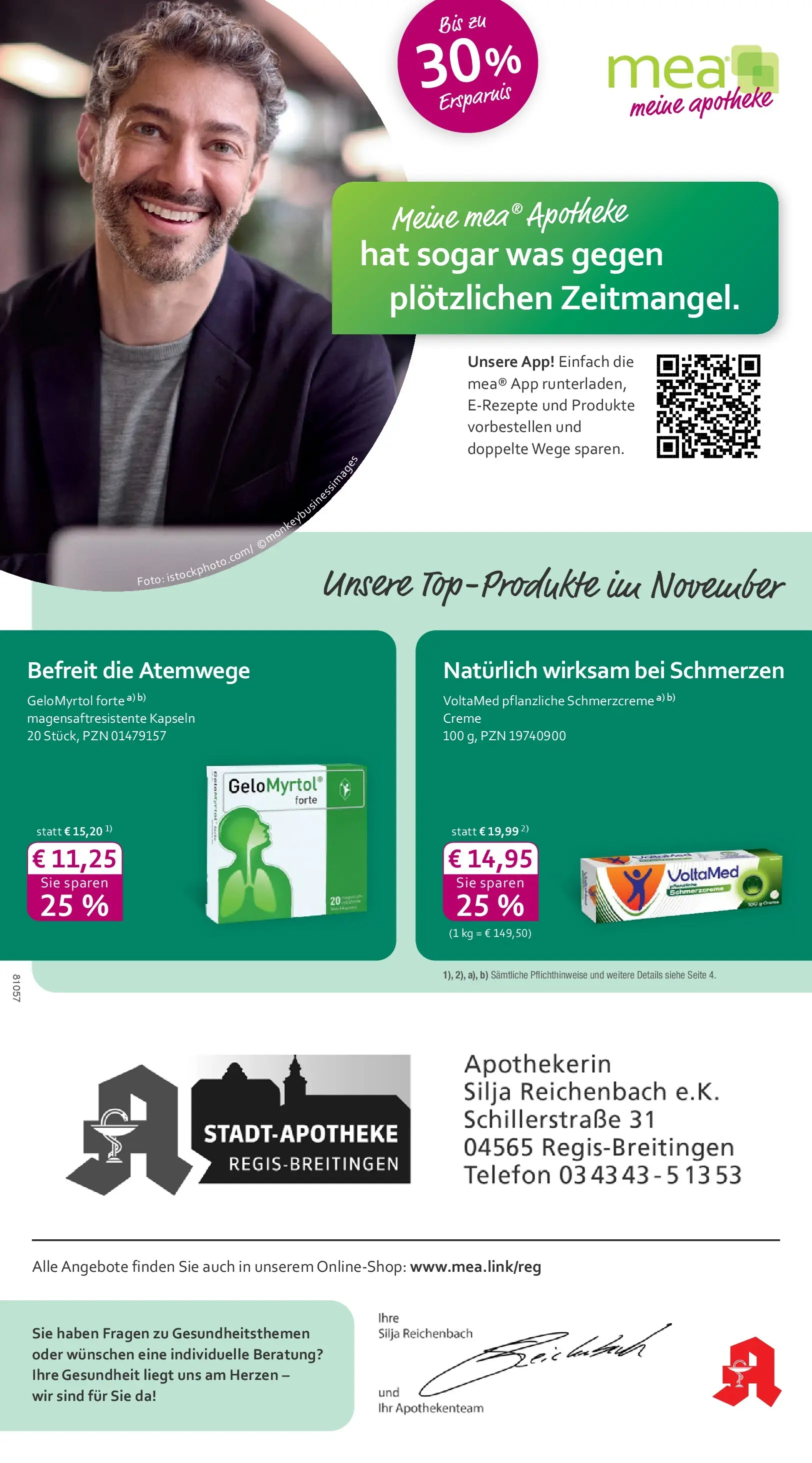 Entdecke - mea Apotheke: Top Angebote im November! (ab 31.10.2025) zum Blättern | Seite: 1 | Produkte: Creme, Telefon