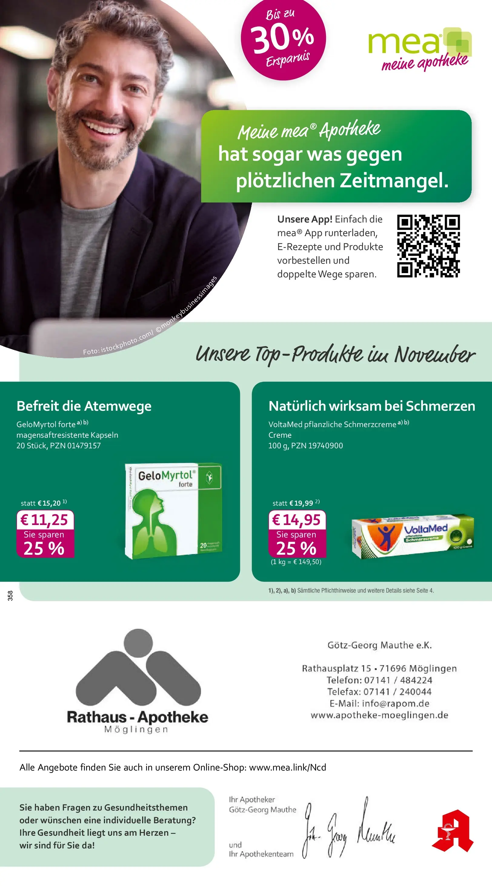 Entdecke - mea Apotheke: Top Angebote im November! (ab 31.10.2025) zum Blättern | Seite: 1 | Produkte: Creme, Telefon