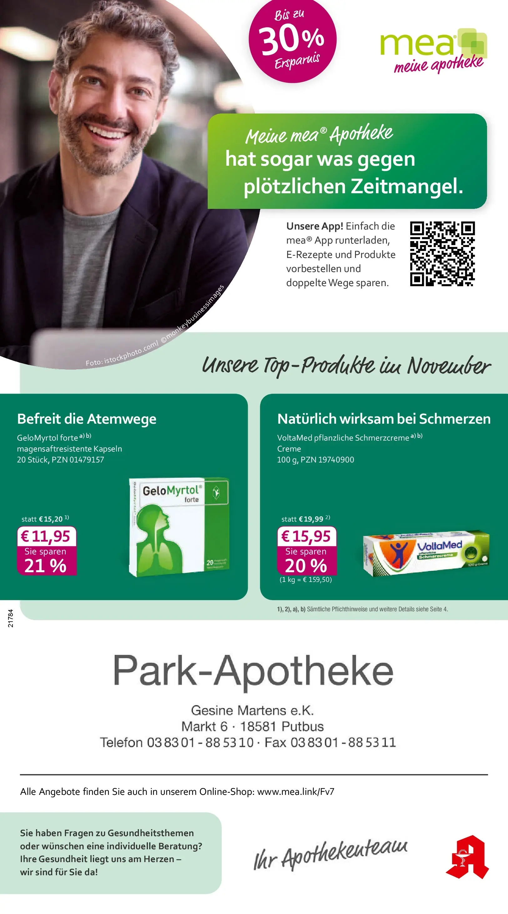 Entdecke - mea Apotheke: Top Angebote im November! (ab 31.10.2025) zum Blättern | Seite: 1 | Produkte: Creme, Telefon