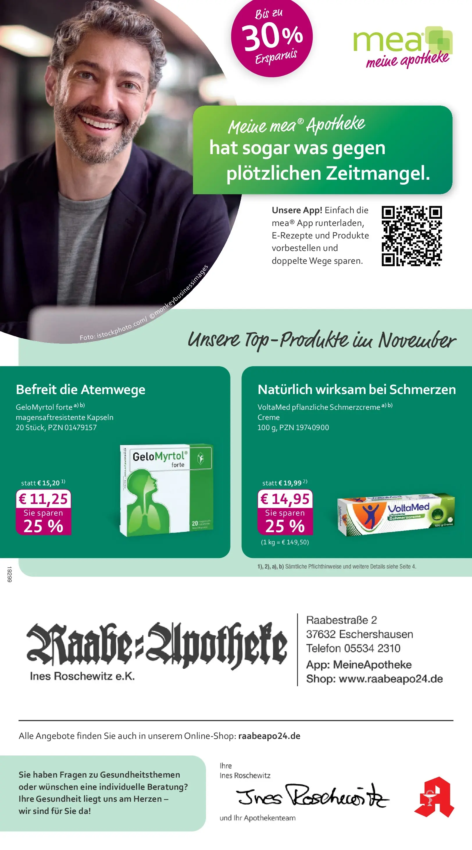 Entdecke - mea Apotheke: Top Angebote im November! (ab 31.10.2025) zum Blättern | Seite: 1 | Produkte: Creme, Telefon