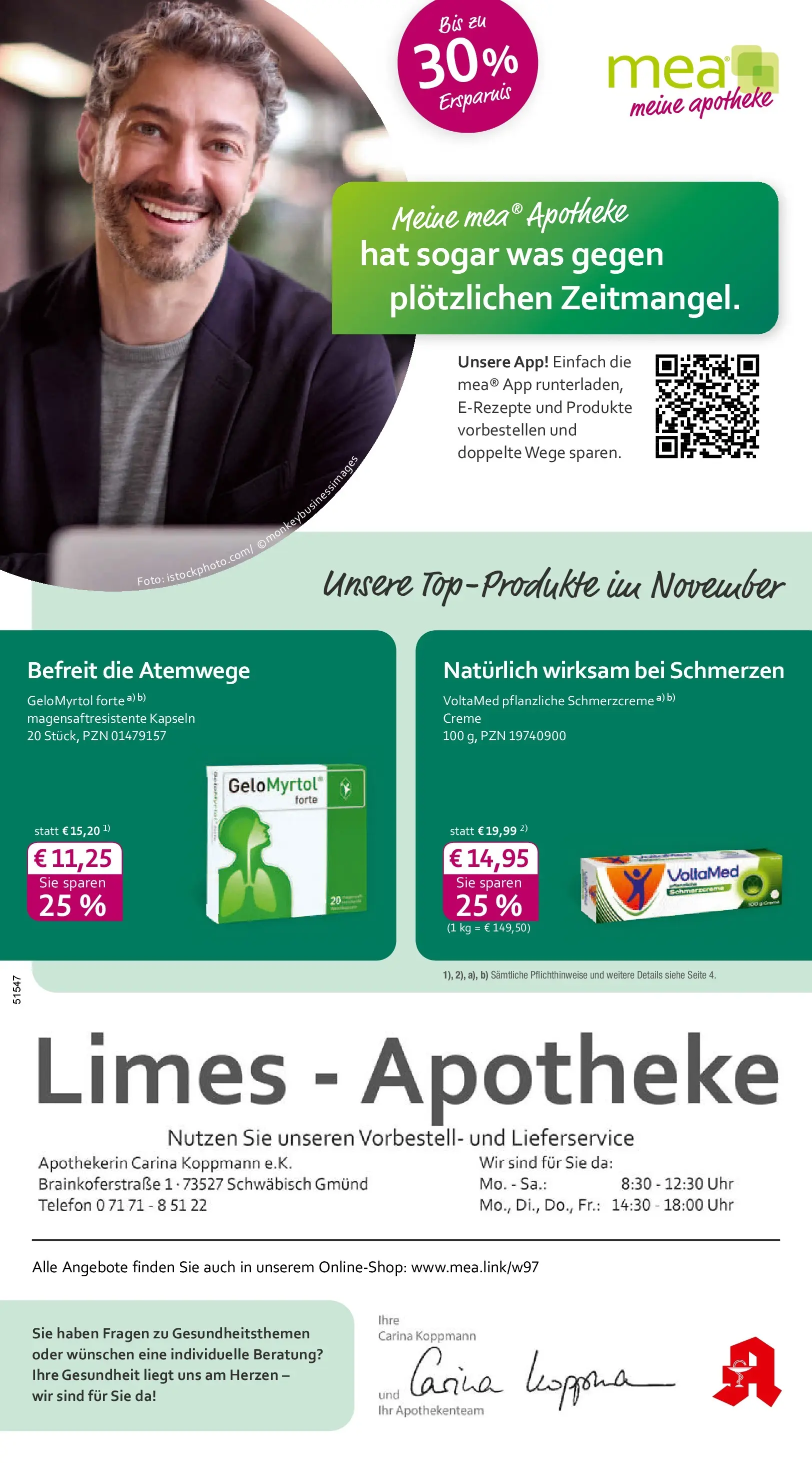 Entdecke - mea Apotheke: Top Angebote im November! (ab 31.10.2025) zum Blättern | Seite: 1 | Produkte: Creme, Telefon, Uhr