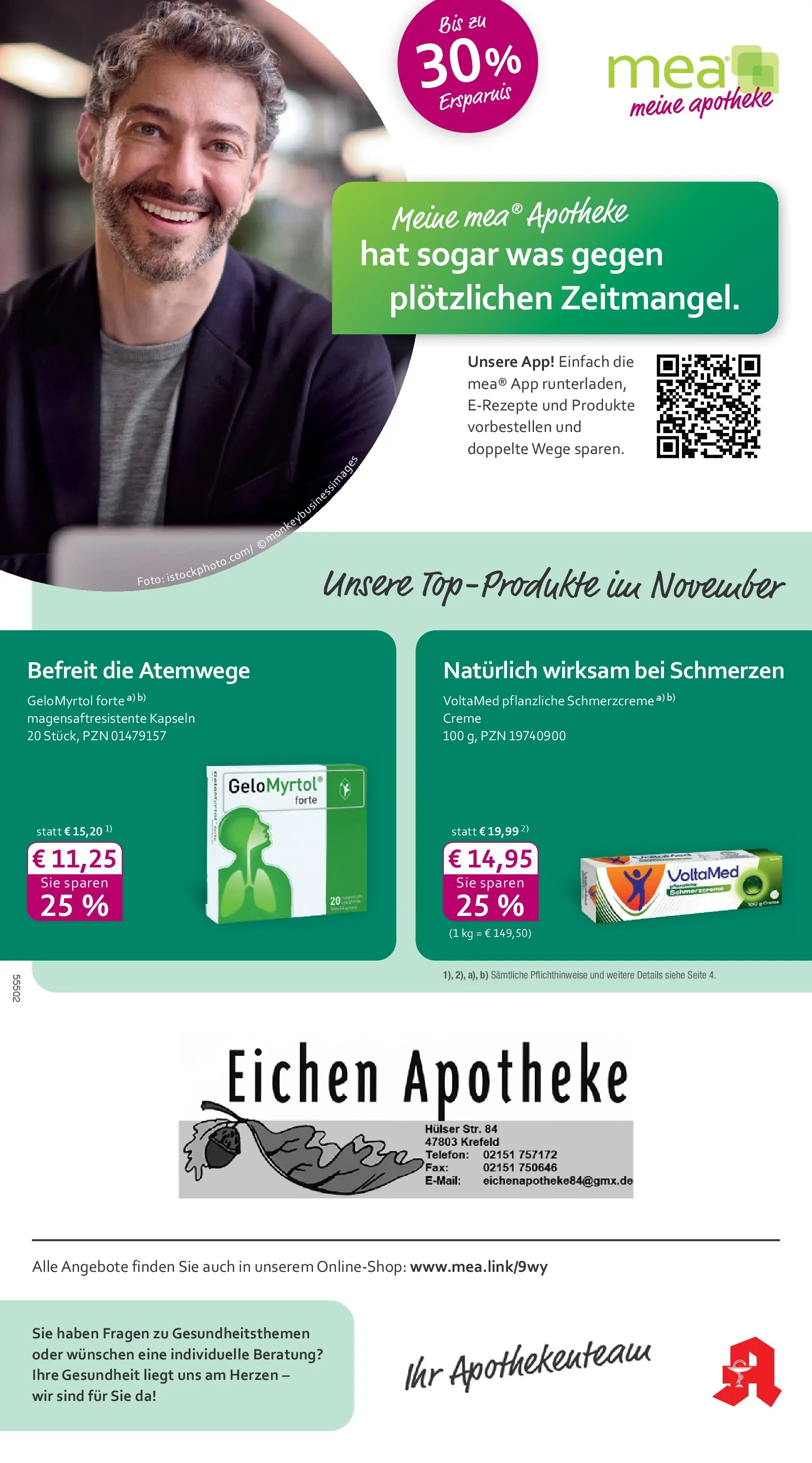Entdecke - mea Apotheke: Top Angebote im November! (ab 31.10.2025) zum Blättern | Seite: 1 | Produkte: Creme, Telefon