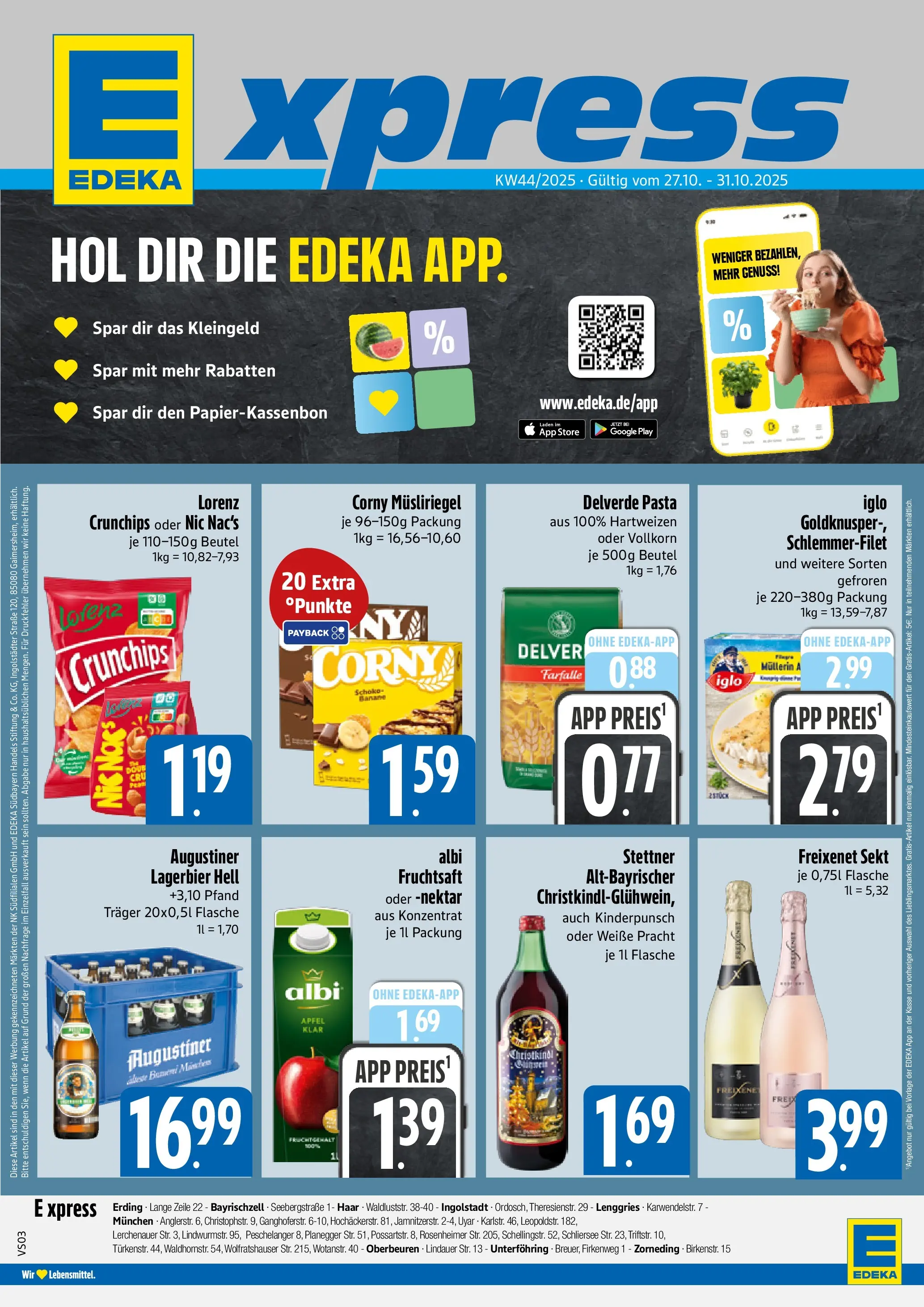 Entdecke - E xpress: Wochenangebote (ab 26.10.2025) zum Blättern | Seite: 1 | Produkte: Freixenet, Sekt, Iglo, Pasta