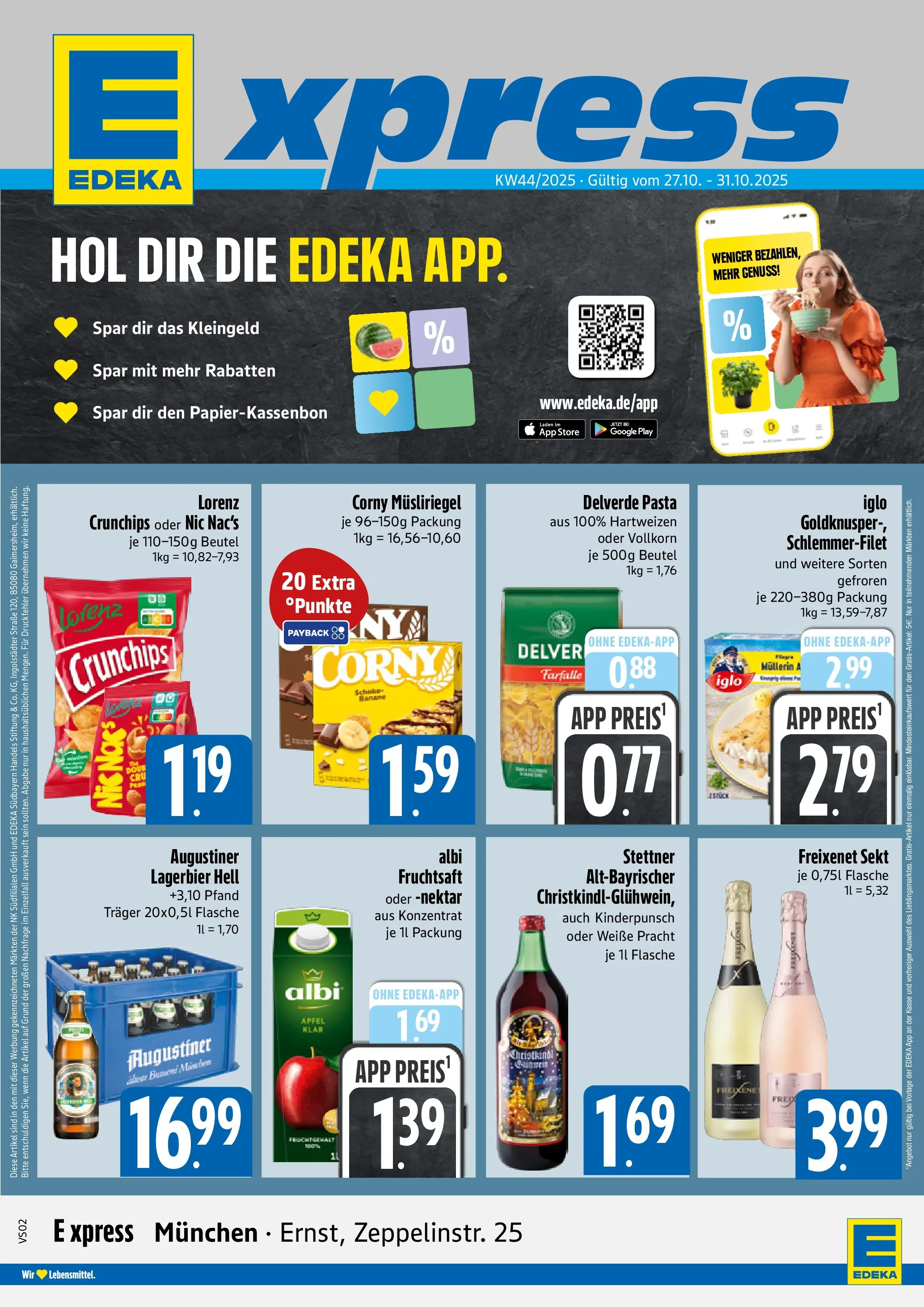 Entdecke - E xpress: Wochenangebote (ab 26.10.2025) zum Blättern | Seite: 1 | Produkte: Freixenet, Iglo, Pasta, Fruchtsaft