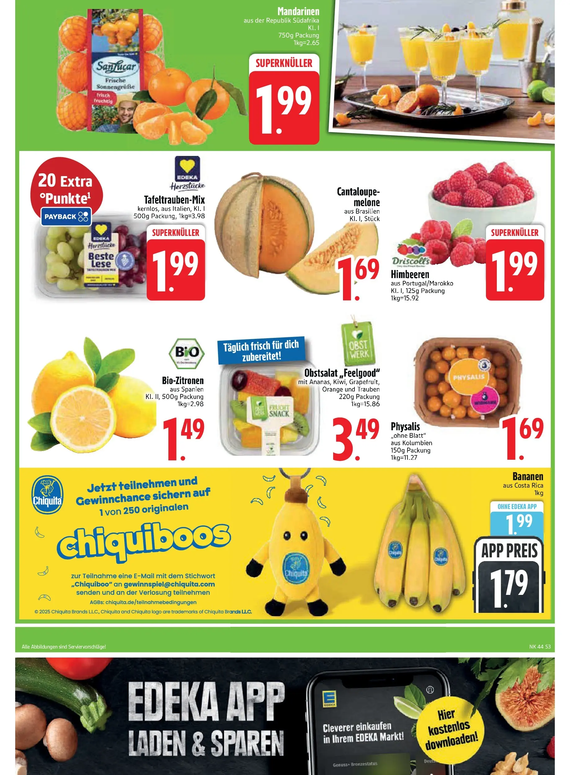 Edeka prospekt Rötz	 (ab 26.10.2025) » Angebote Online | Seite: 3 | Produkte: Trauben, Bananen, Mandarinen, Obst