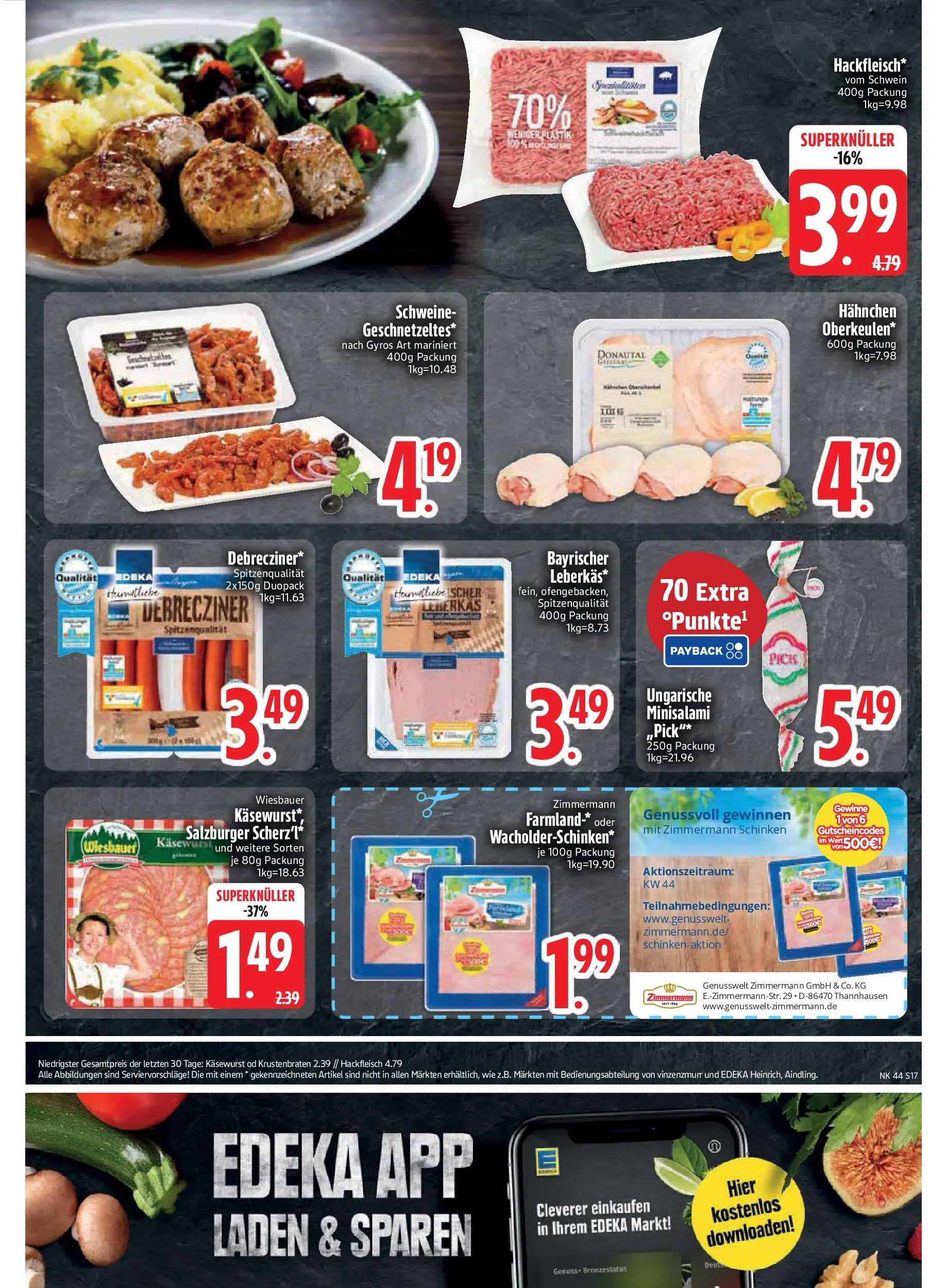 Edeka prospekt Rötz	 (ab 26.10.2025) » Angebote Online | Seite: 17 | Produkte: Gyros, Salami, Schinken, Hackfleisch