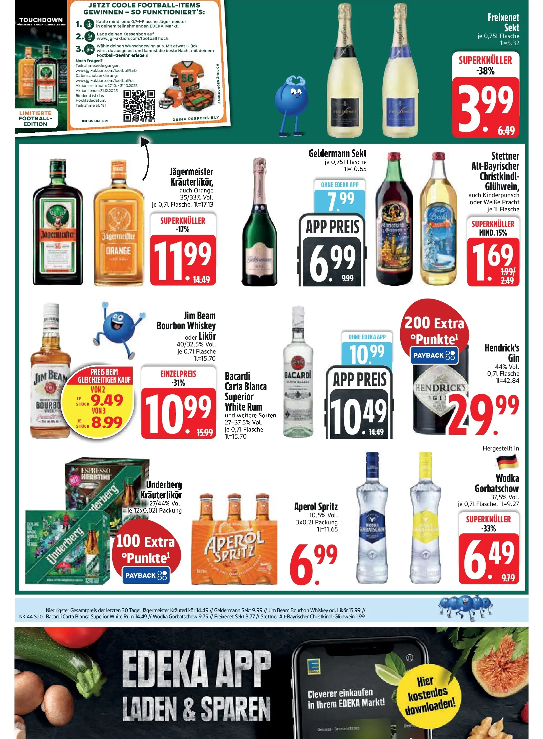Edeka prospekt Rötz	 (ab 26.10.2025) » Angebote Online | Seite: 20 | Produkte: Football, Vodka, Wodka, Underberg