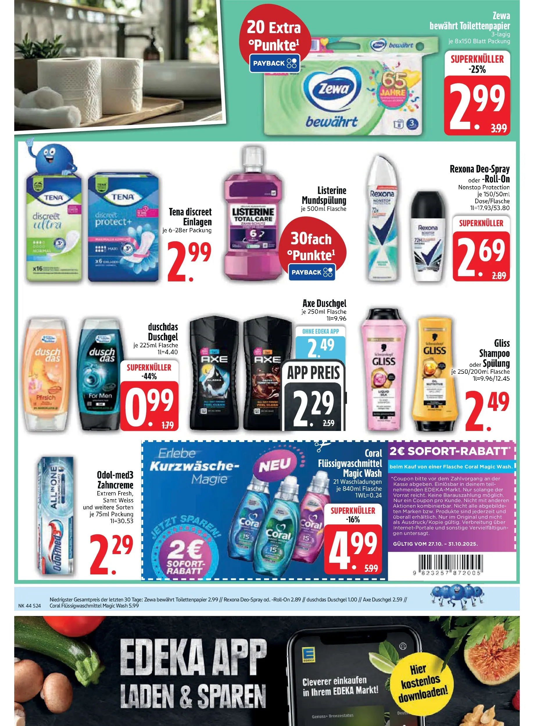 Edeka prospekt Rötz	 (ab 26.10.2025) » Angebote Online | Seite: 24 | Produkte: Deodorant, Deospray, Listerine, Toilettenpapier