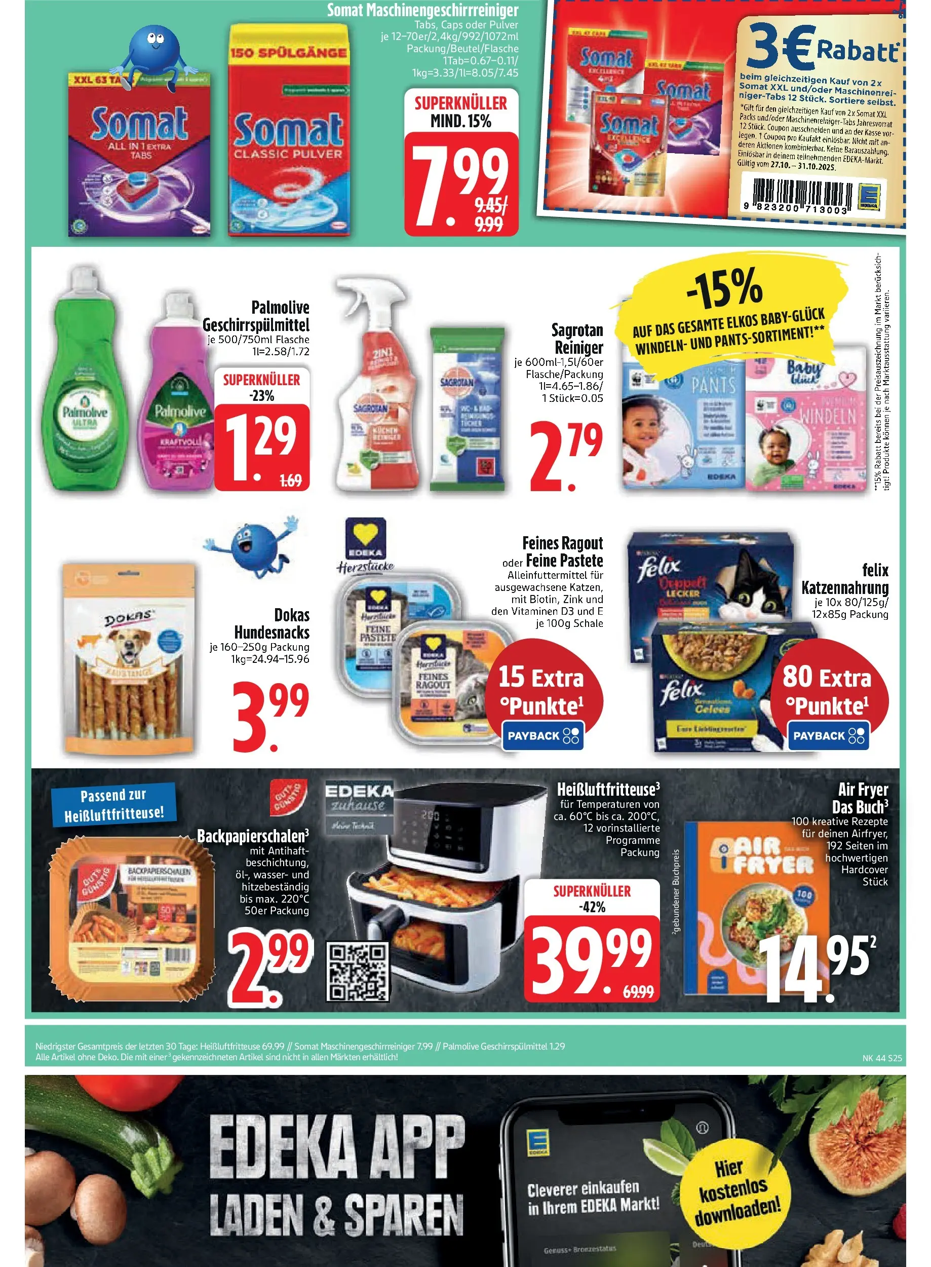 Edeka prospekt Rötz	 (ab 26.10.2025) » Angebote Online | Seite: 25 | Produkte: Wasser, Geschirrspülmittel, Kuchen, Heißluftfritteuse