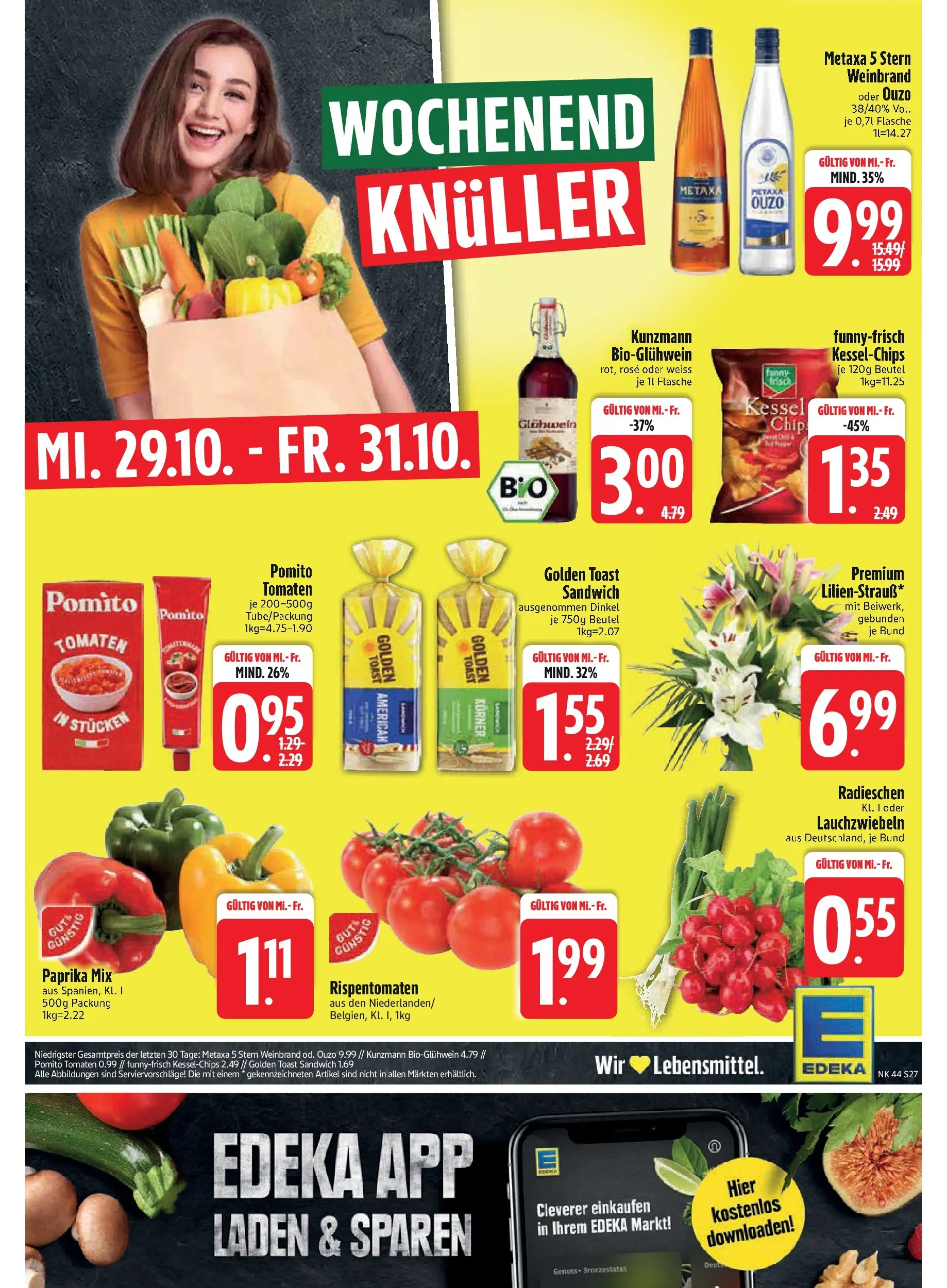 Edeka prospekt Rötz	 (ab 26.10.2025) » Angebote Online | Seite: 27 | Produkte: Toast, Metaxa, Paprika, Chips