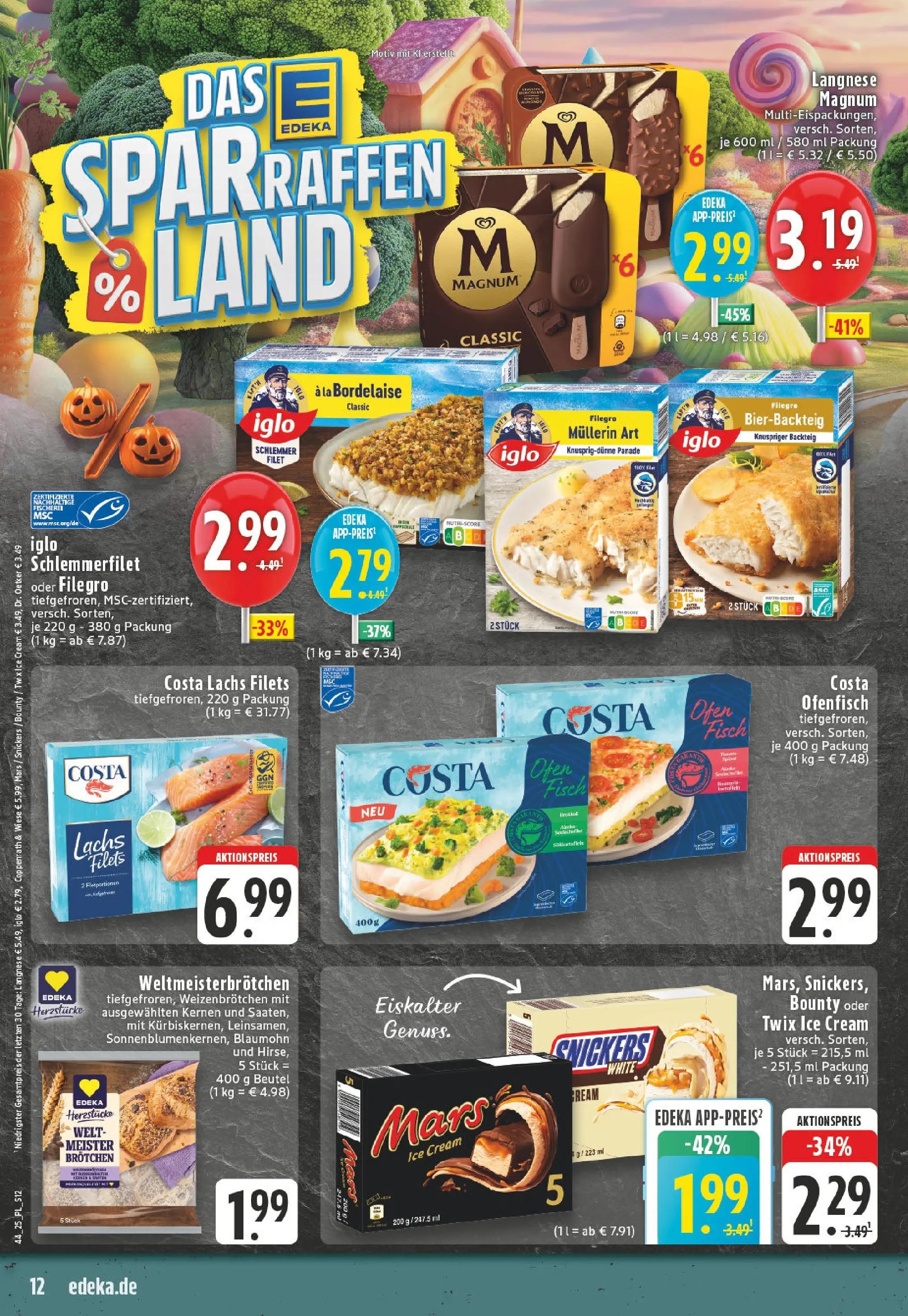 Edeka prospekt Eschweiler-Dürwiß	 (ab 26.10.2025) » Angebote Online | Seite: 12 | Produkte: Ofen, Twix, Lachs, Iglo schlemmerfilet