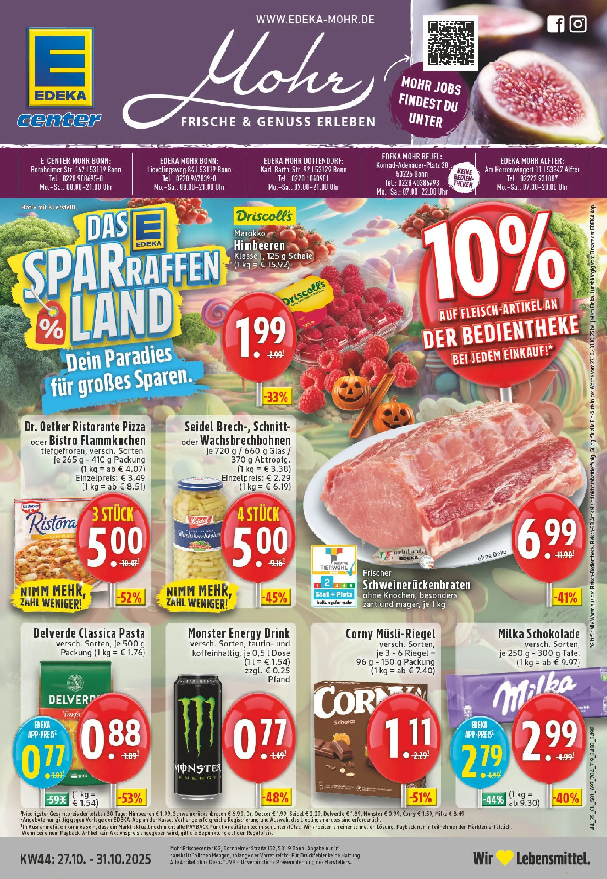 Edeka prospekt Bonn	 (ab 26.10.2025) » Angebote Online | Seite: 1 | Produkte: Himbeeren, Milka, Pasta, Pizza